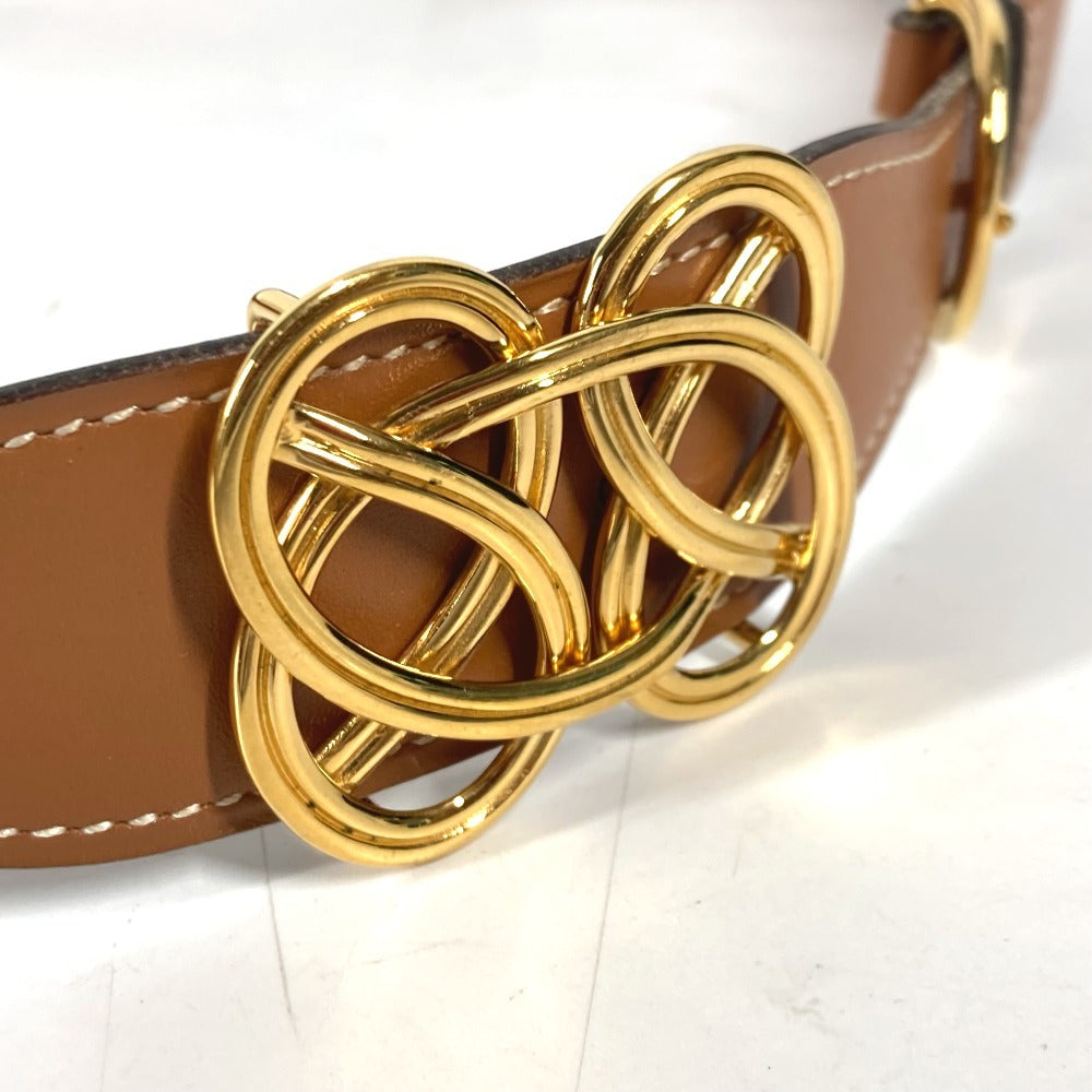 HERMES belt leather Brown vintage buckle Women 70  d