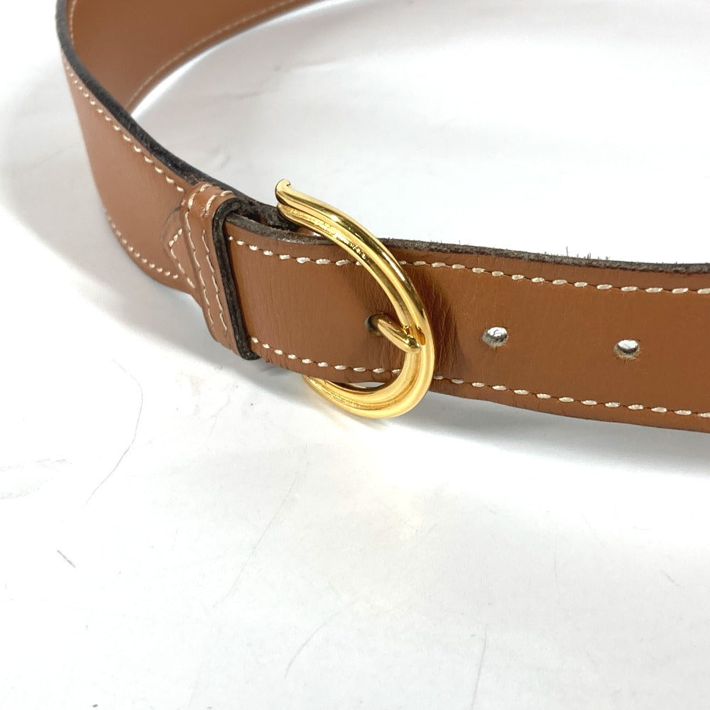 HERMES belt leather Brown vintage buckle Women 70  d