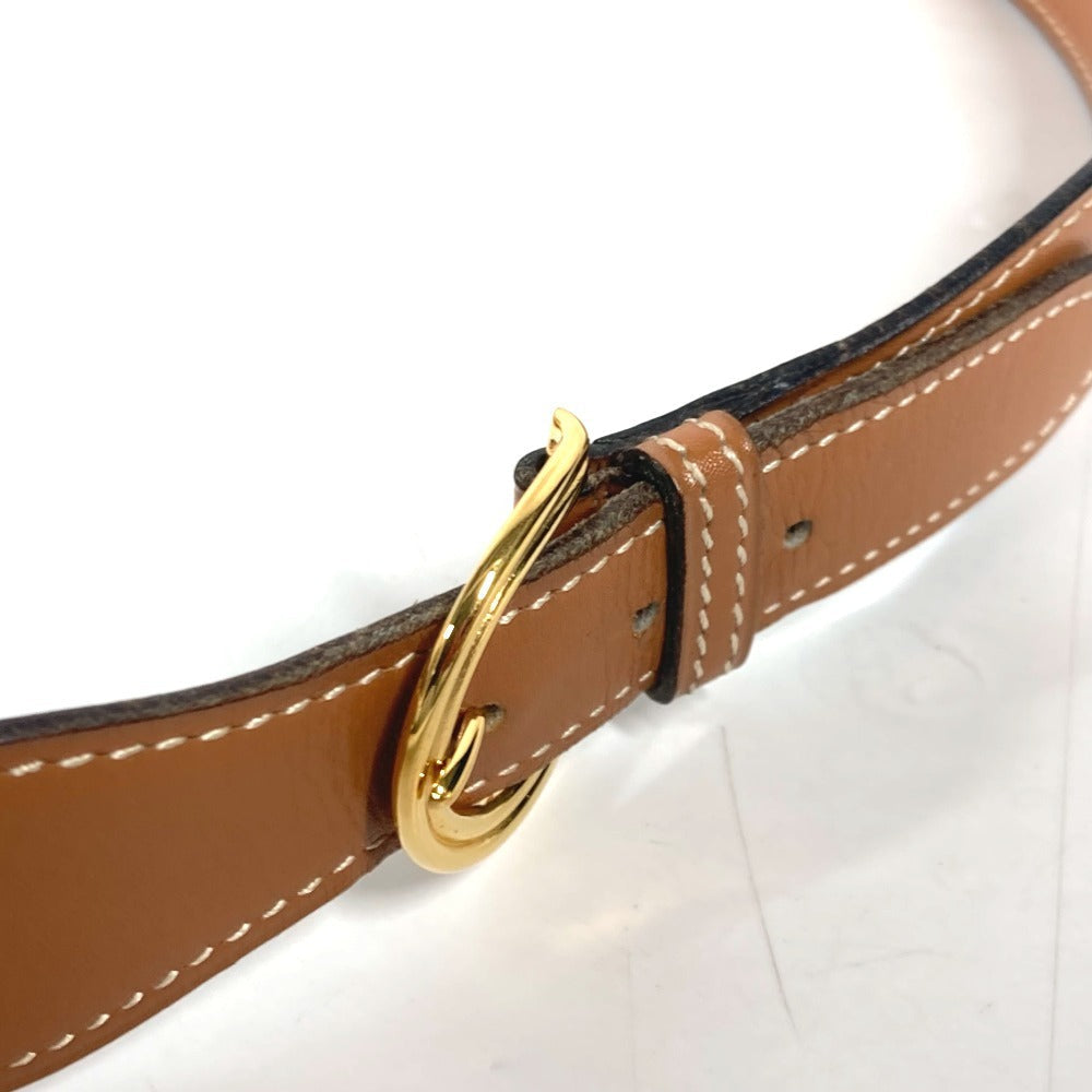 HERMES belt leather Brown vintage buckle Women 70  d