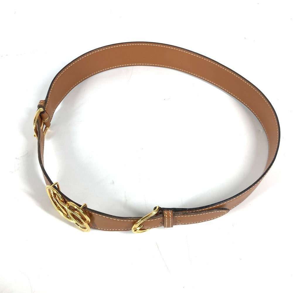 HERMES belt leather Brown vintage buckle Women 70  d