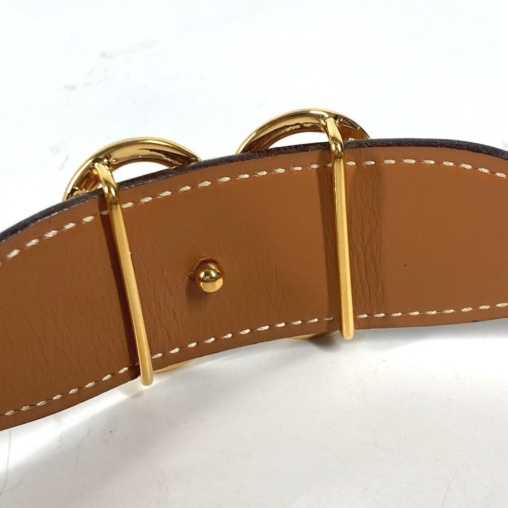 HERMES belt leather Brown vintage buckle Women 70  d
