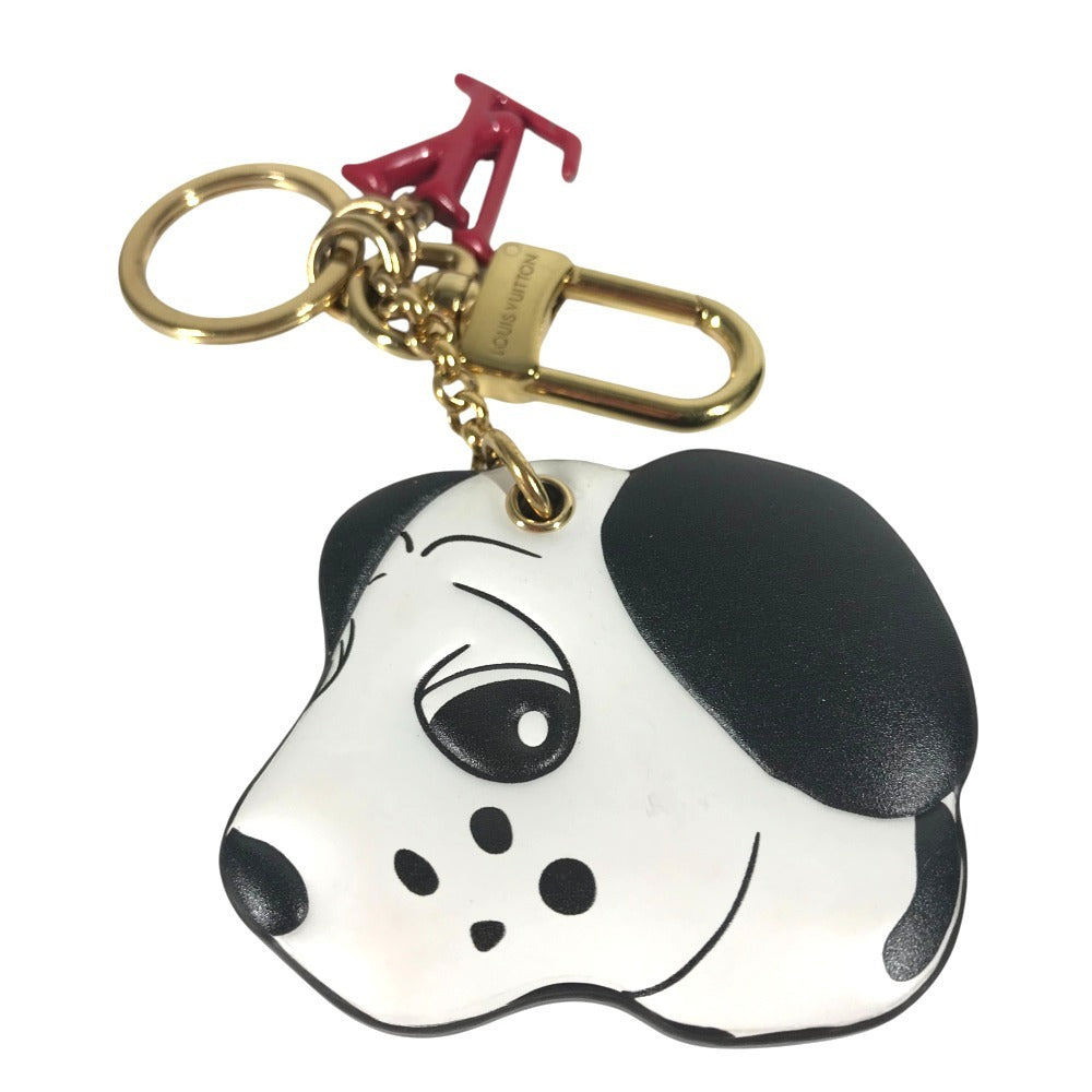 LOUIS VUITTON key ring M01967 leather white Dog Dalmatian Animogram Dog Keychain