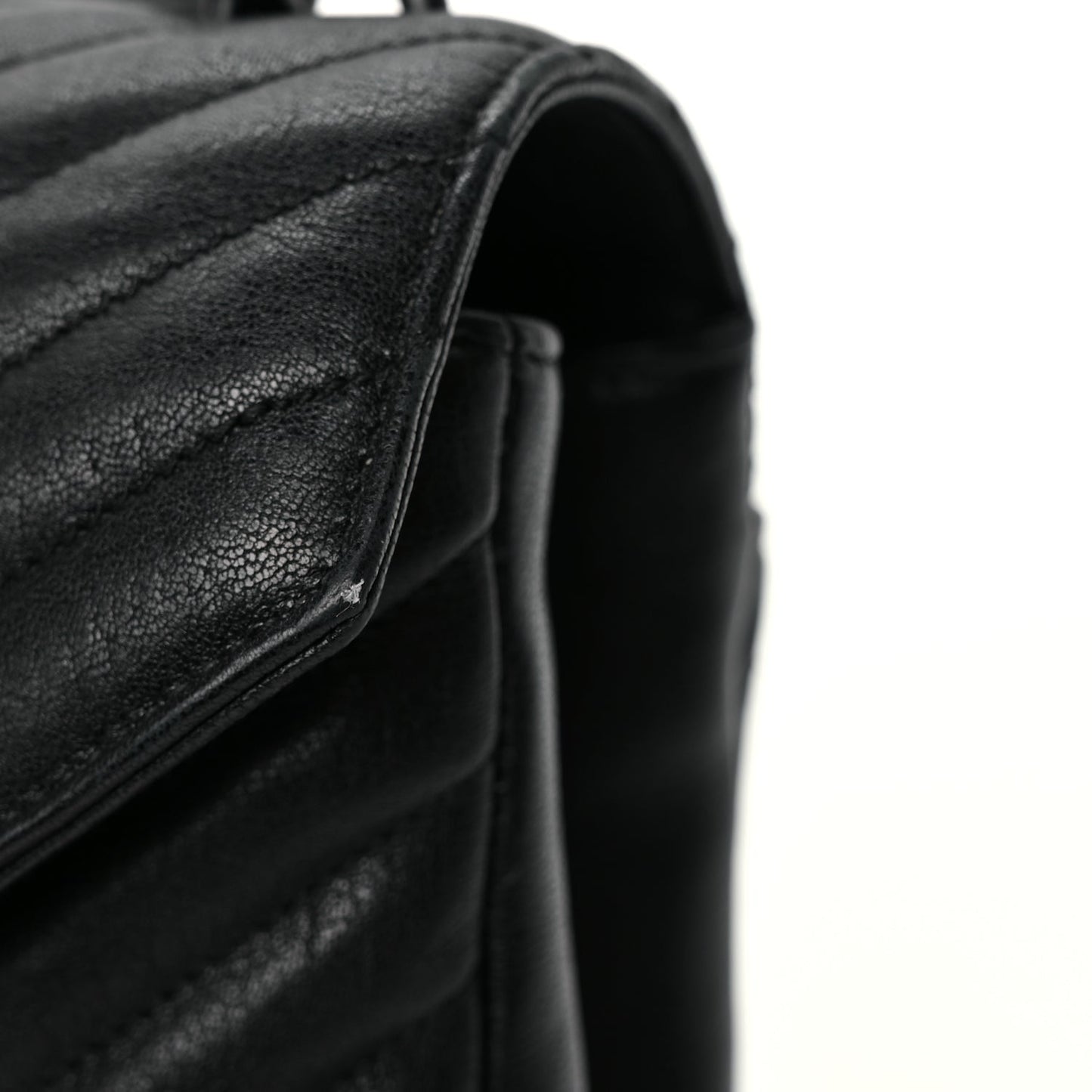 Saint Laurent Sheepskin Matelasse Chevron Monogram Monochrome Medium College Bag Black