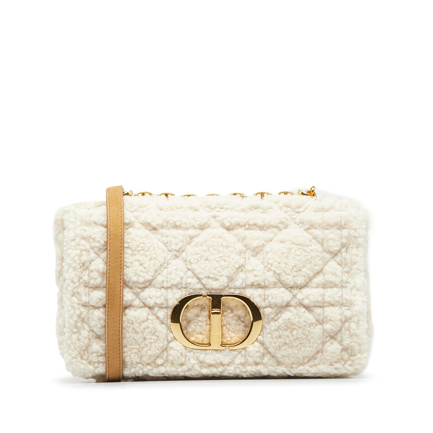 DIOR Medium Cannage Shearling Caro Shoulder Bag
