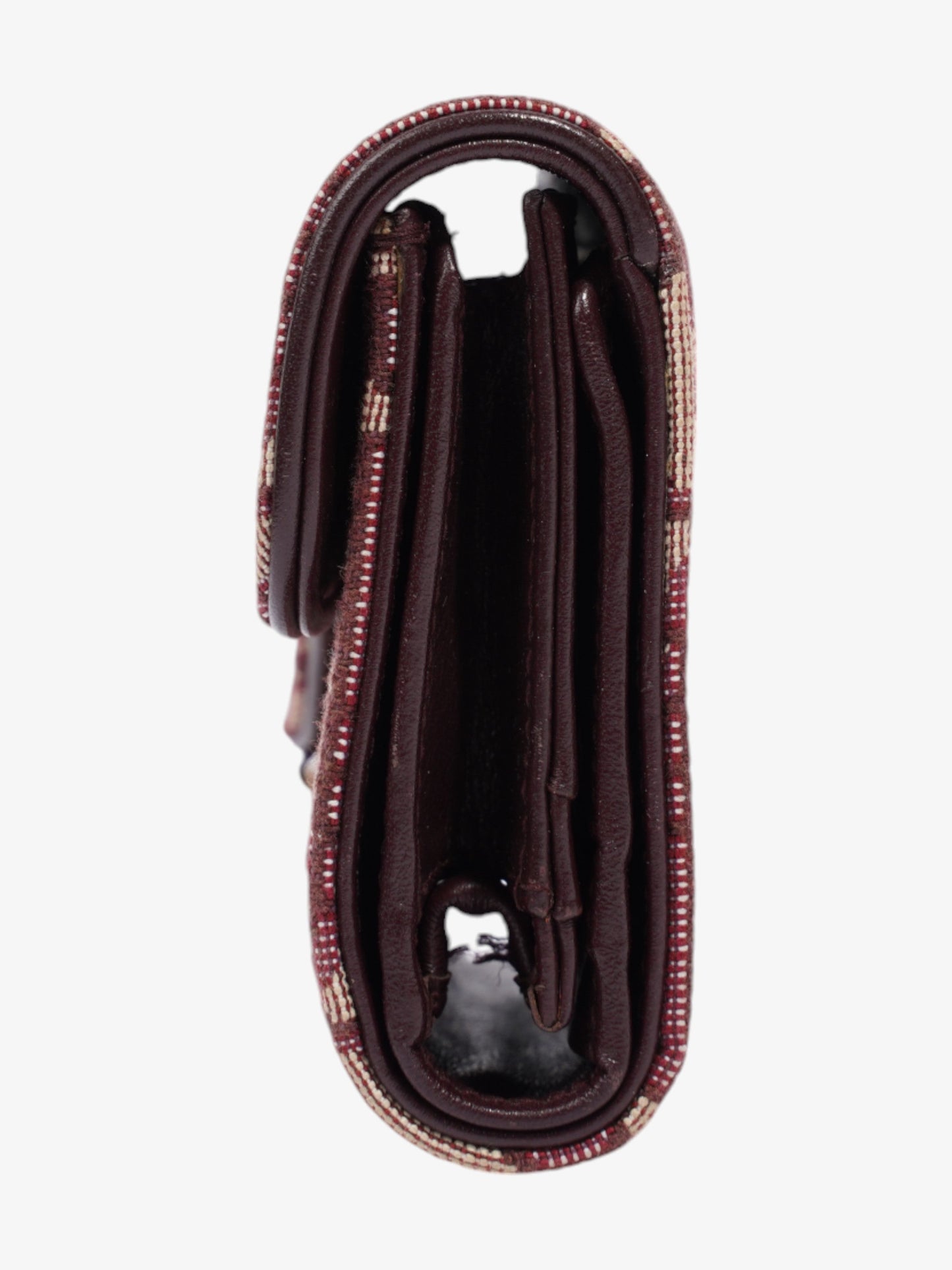 Christian Dior Saddle Card Holder Burgundy Canvas