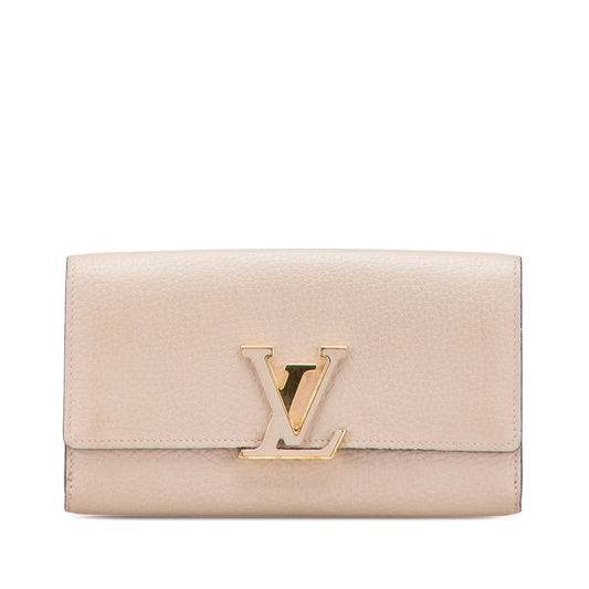 Creme Louis Vuitton Taurillon Capucines Wallet