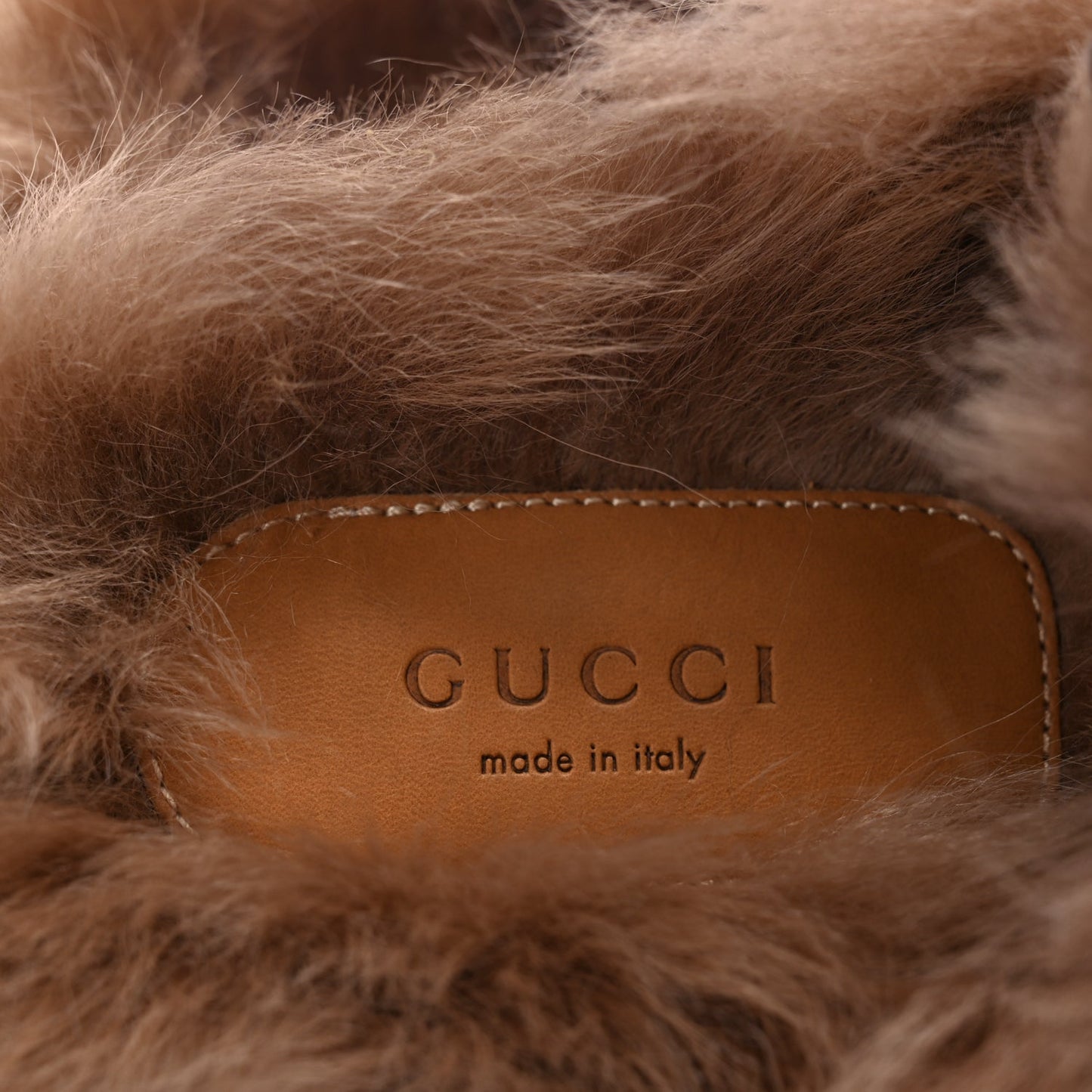 Gucci Goatskin Fur Bee Star Embroidered Womens Princetown Slippers 37
