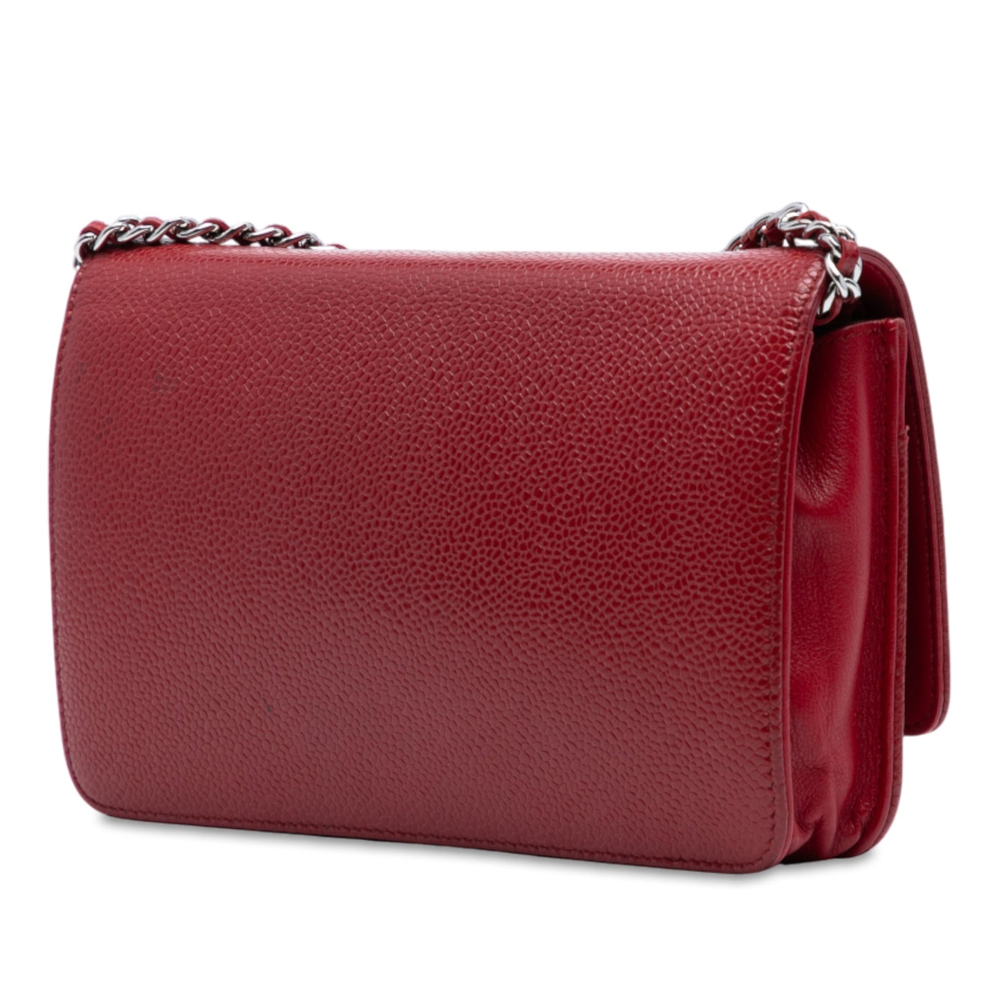 Red Chanel CC Caviar Wallet On Chain Crossbody Bag