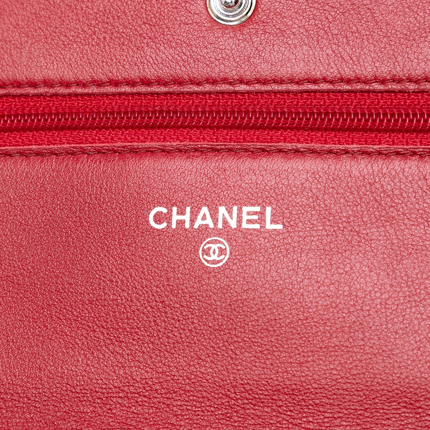 Red Chanel CC Caviar Wallet On Chain Crossbody Bag