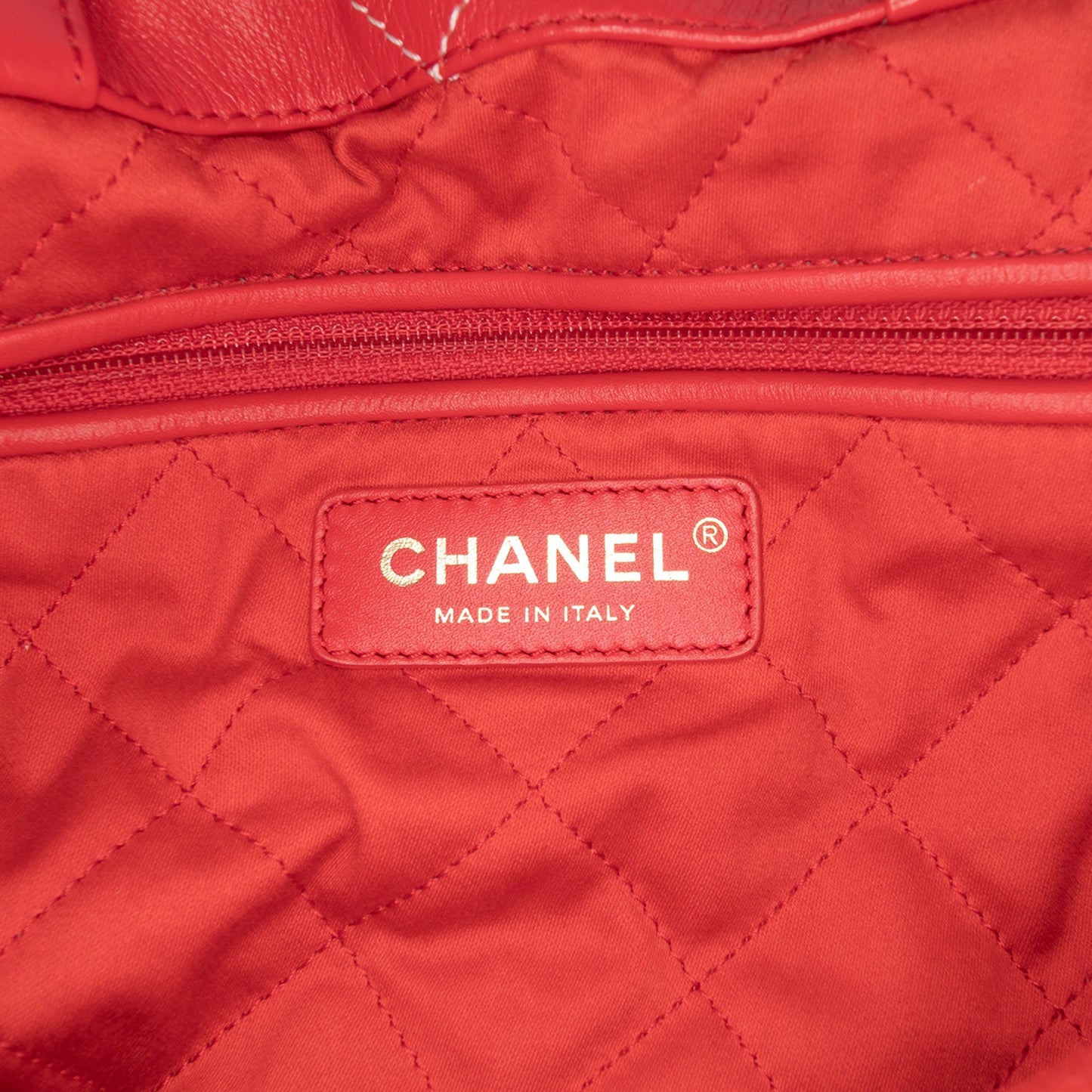 Red Chanel Large Shiny Quilted Calfskin 22 Backpack