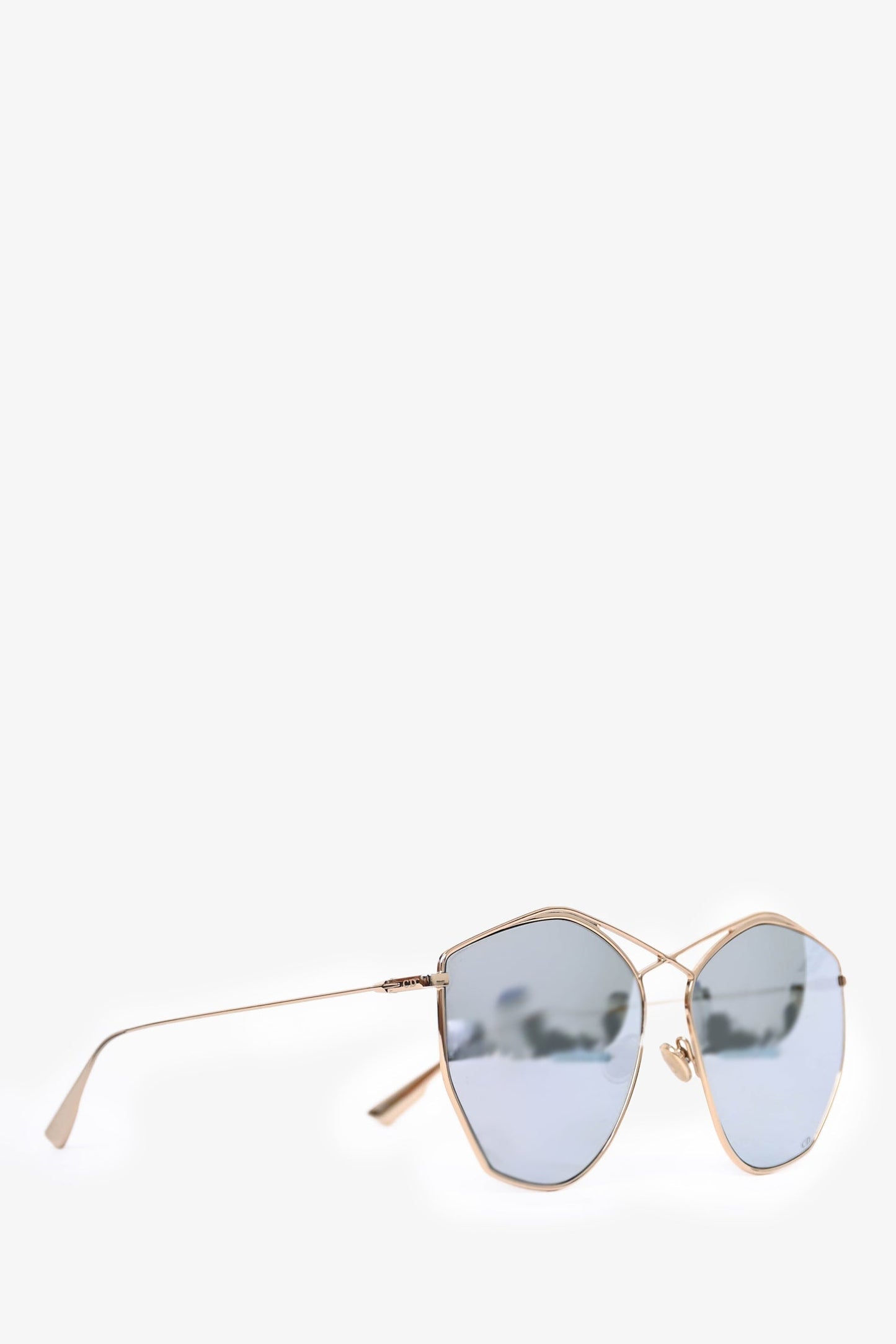 Christian Dior Gold Thin Metal 'Stellaire' Mirrored Sunglasses