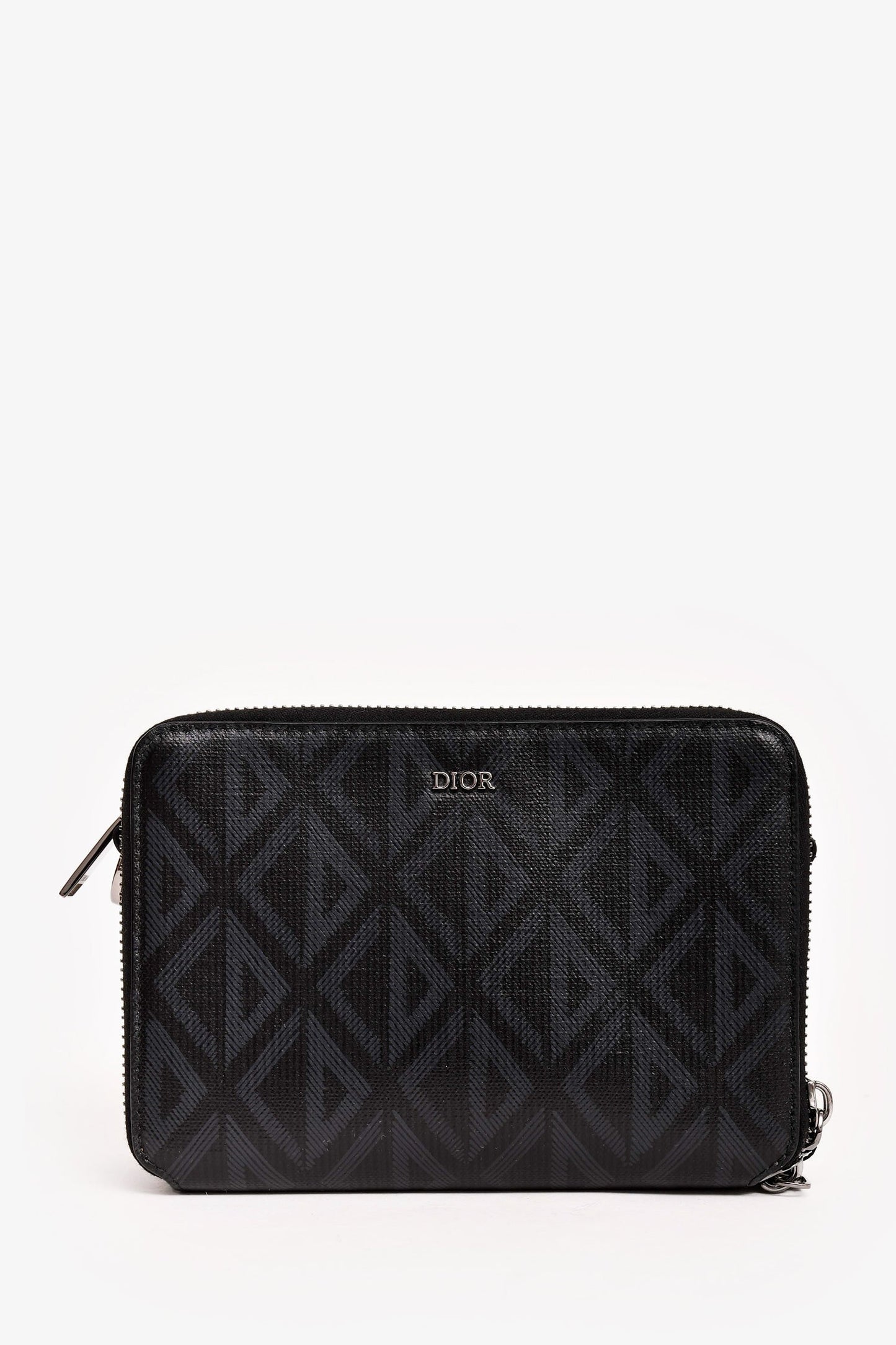 Dior Homme Black Coated Canvas CD Print Zipped Pouch