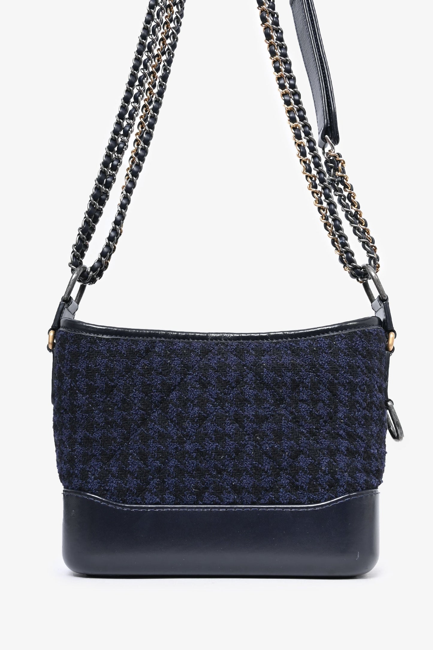 Pre-Loved Chanel™ 2017 Black Leather/Navy Tweed Small Gabrielle Shoulder Bag