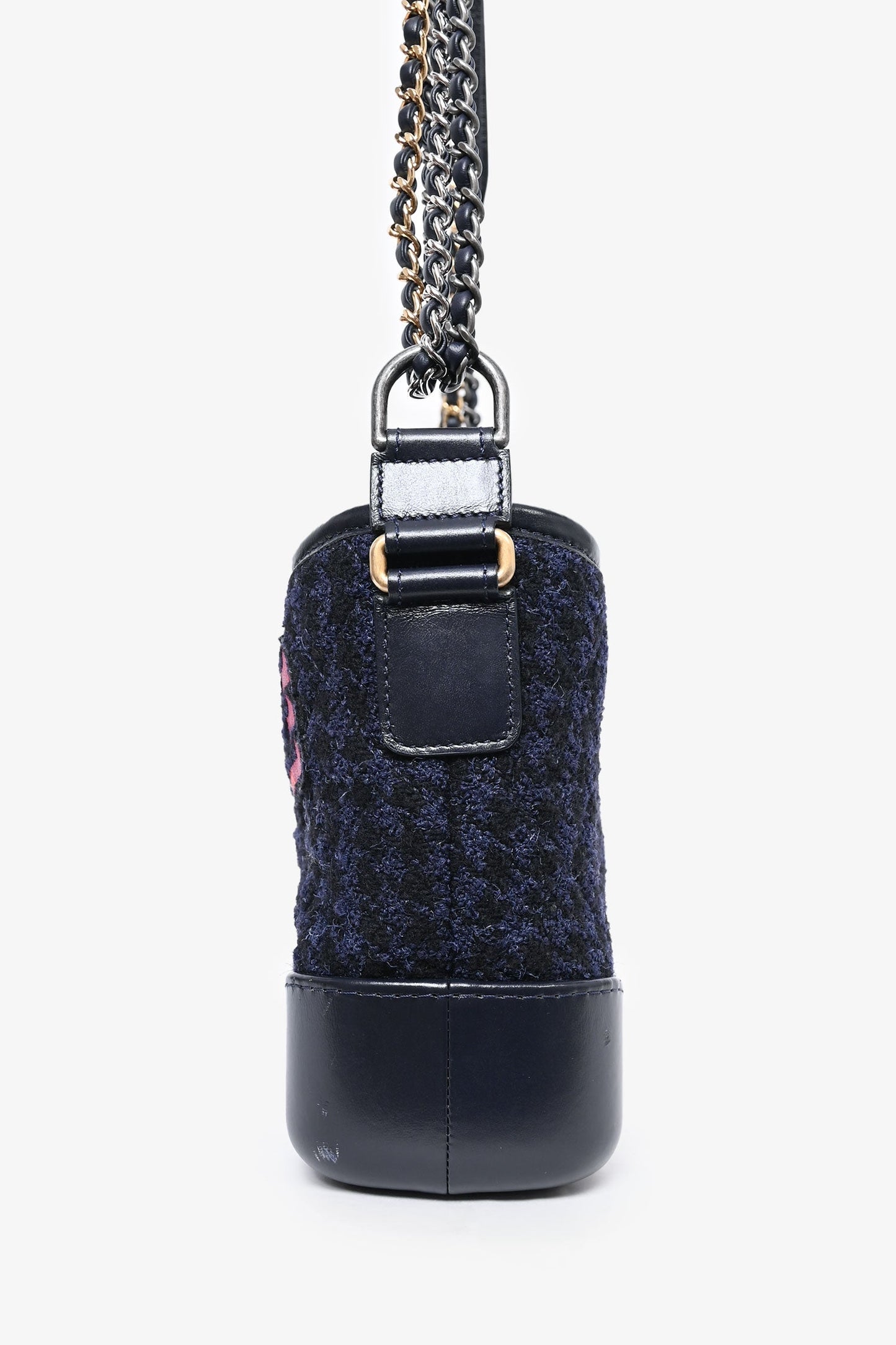 Pre-Loved Chanel™ 2017 Black Leather/Navy Tweed Small Gabrielle Shoulder Bag