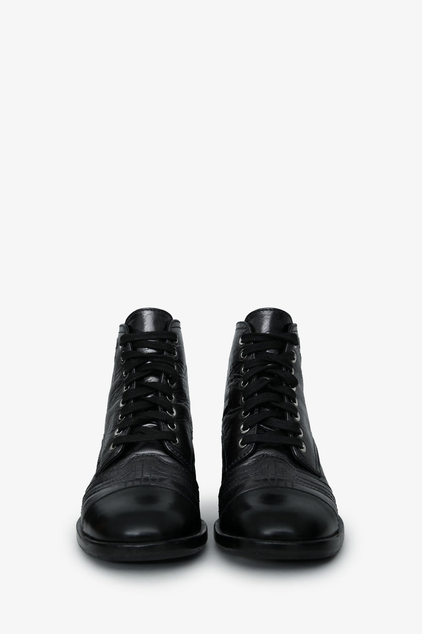 Pre-Loved Chanel™ Black Leather CC Ankle Boots Size 35