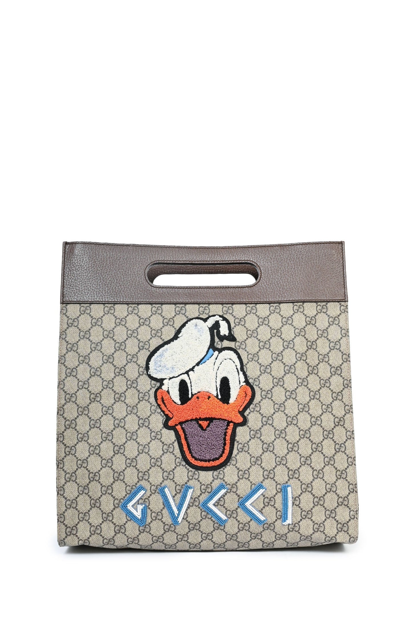 Gucci X Disney Monogram Leather/Coated Canvas 'Donald Duck' Slip Handle Bag with Strap