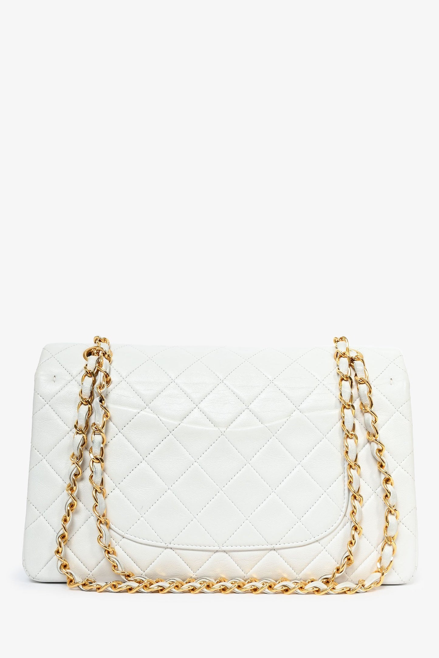 Pre-Loved Chanel™ 1991-94   White Quilted Leather Medium Double Flap (Refurbished)
