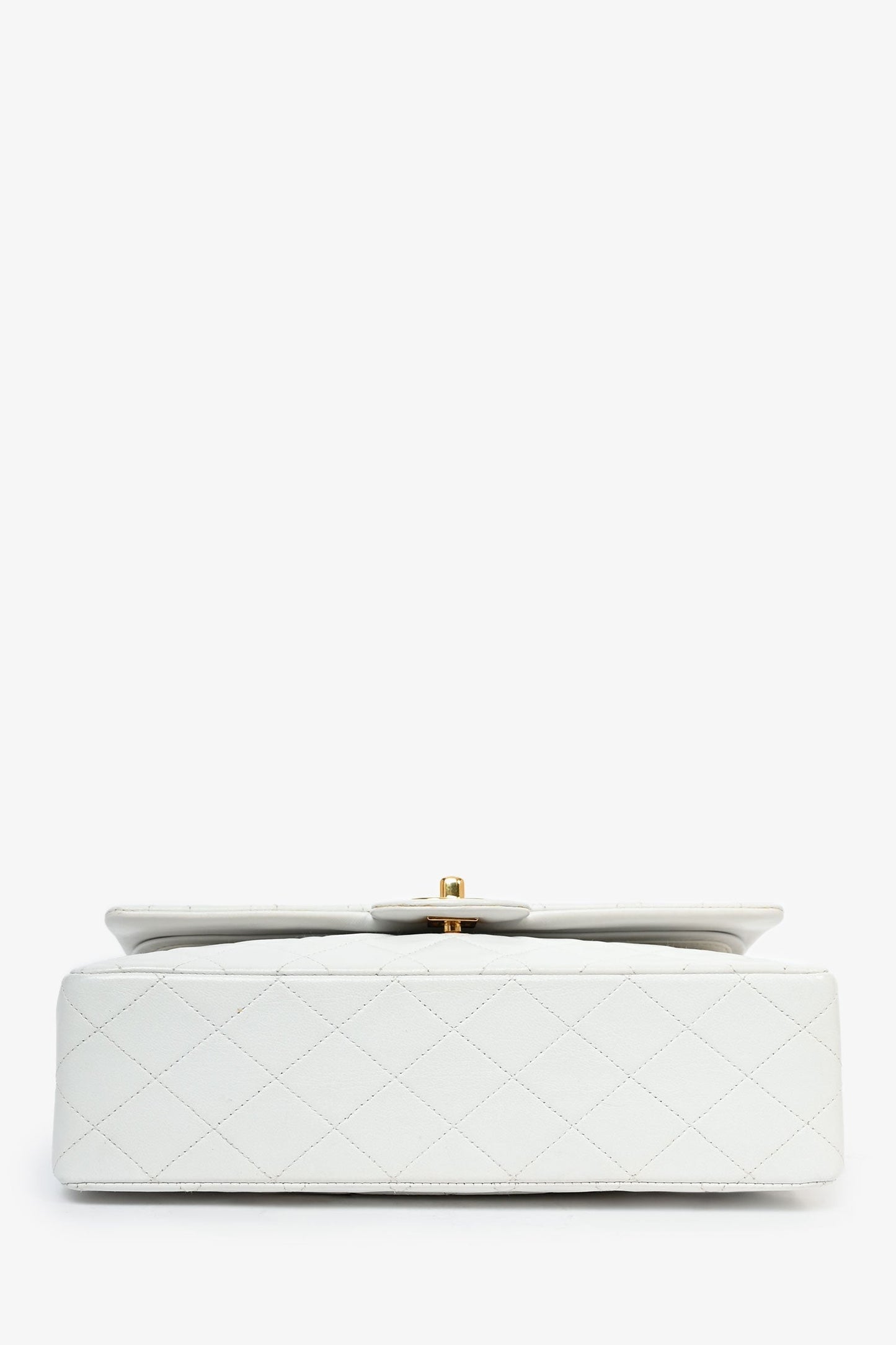 Pre-Loved Chanel™ 1991-94   White Quilted Leather Medium Double Flap (Refurbished)