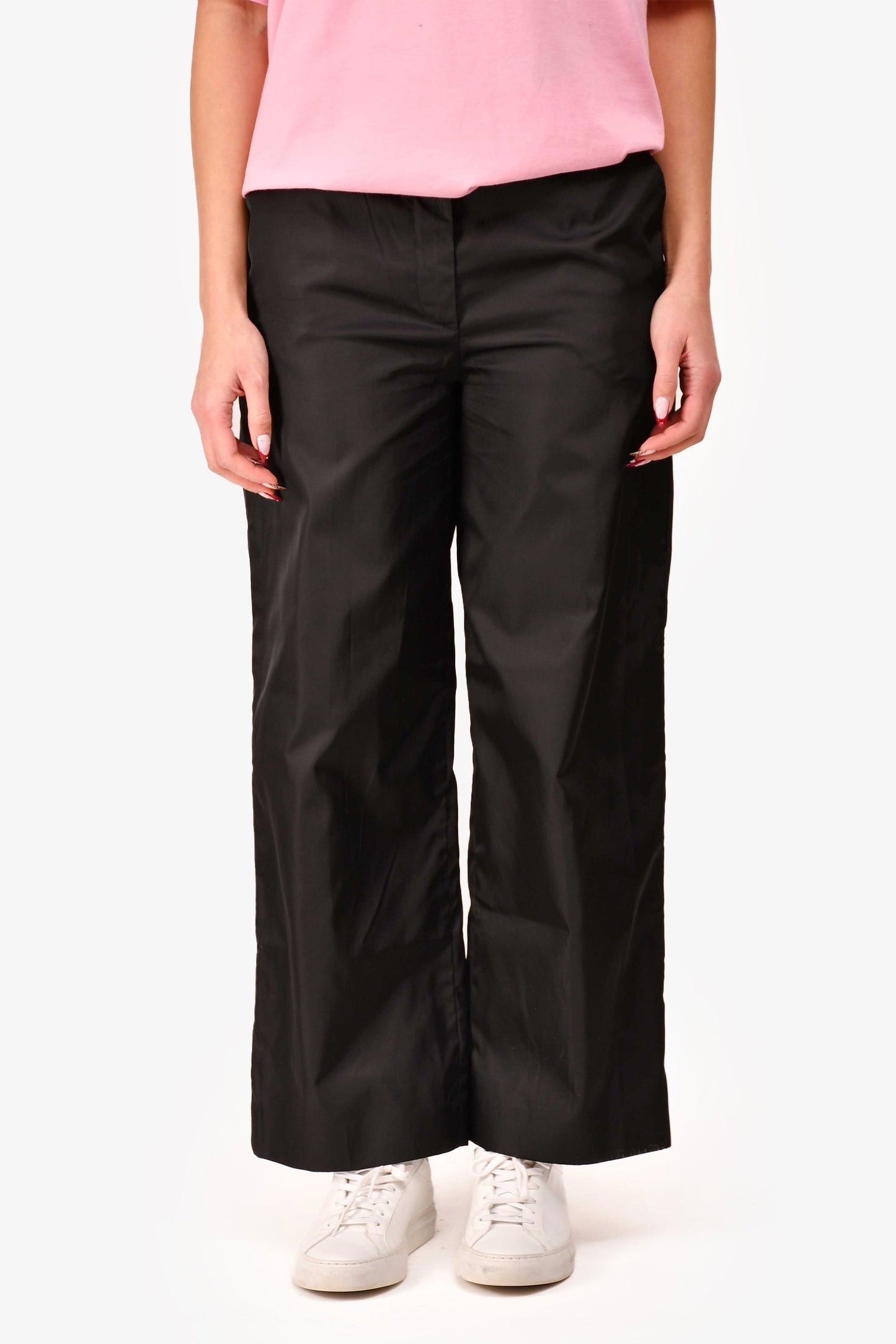 Prada 2020 Black Re-Nylon Straight Legged Pants Size 38