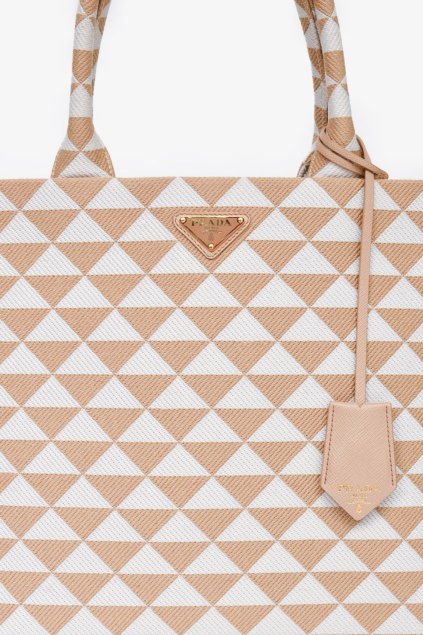 Prada Yellow/White Woven Large Symbole Tote
