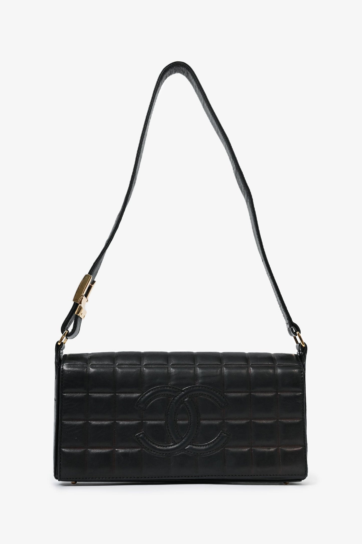 Pre-Loved Chanel™ 2002-03   Black Chocolate Bar CC Shoulder Bag