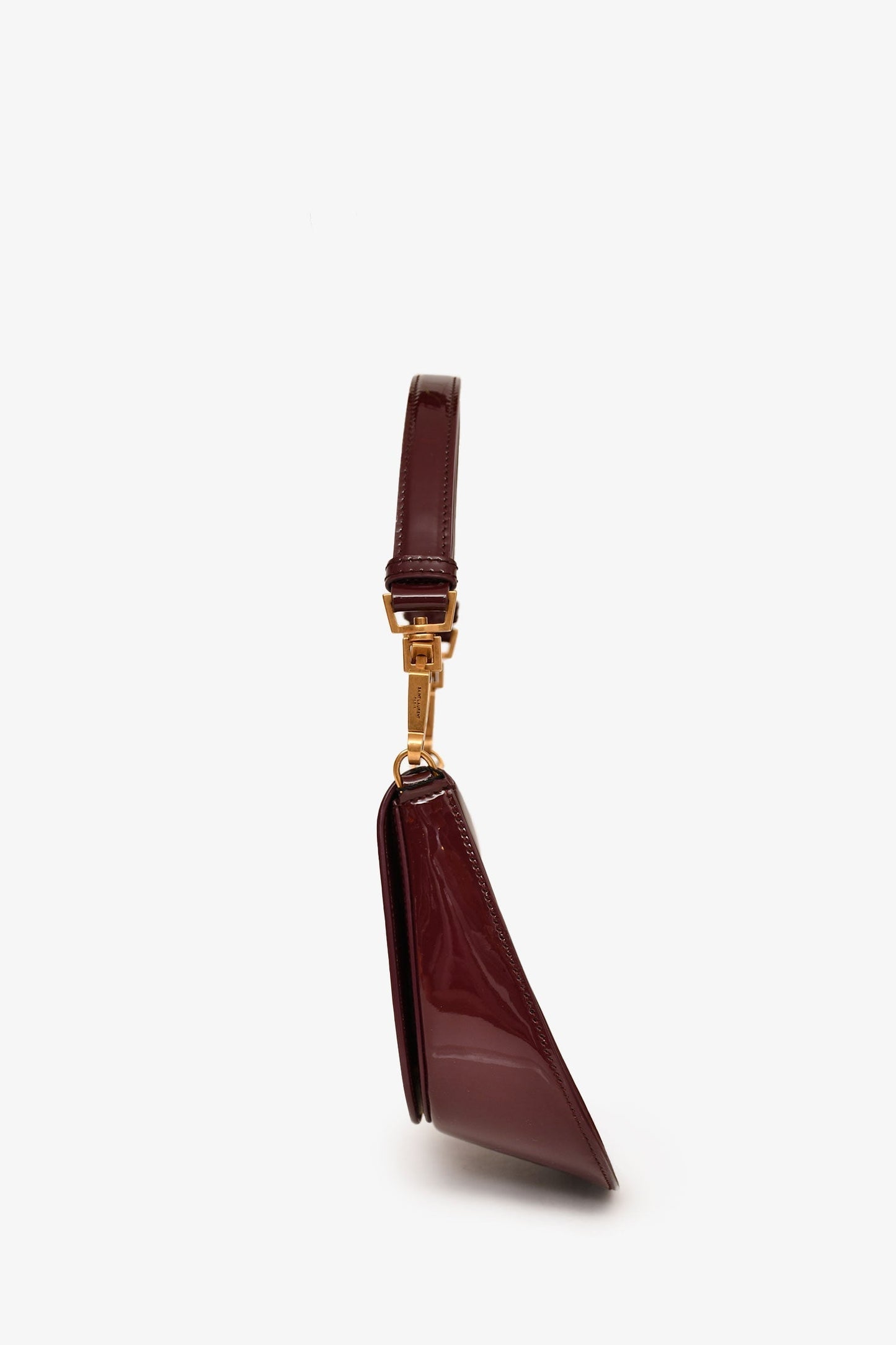 Saint Laurent Burgundy Patent Leather Voltaire Top Handle Bag
