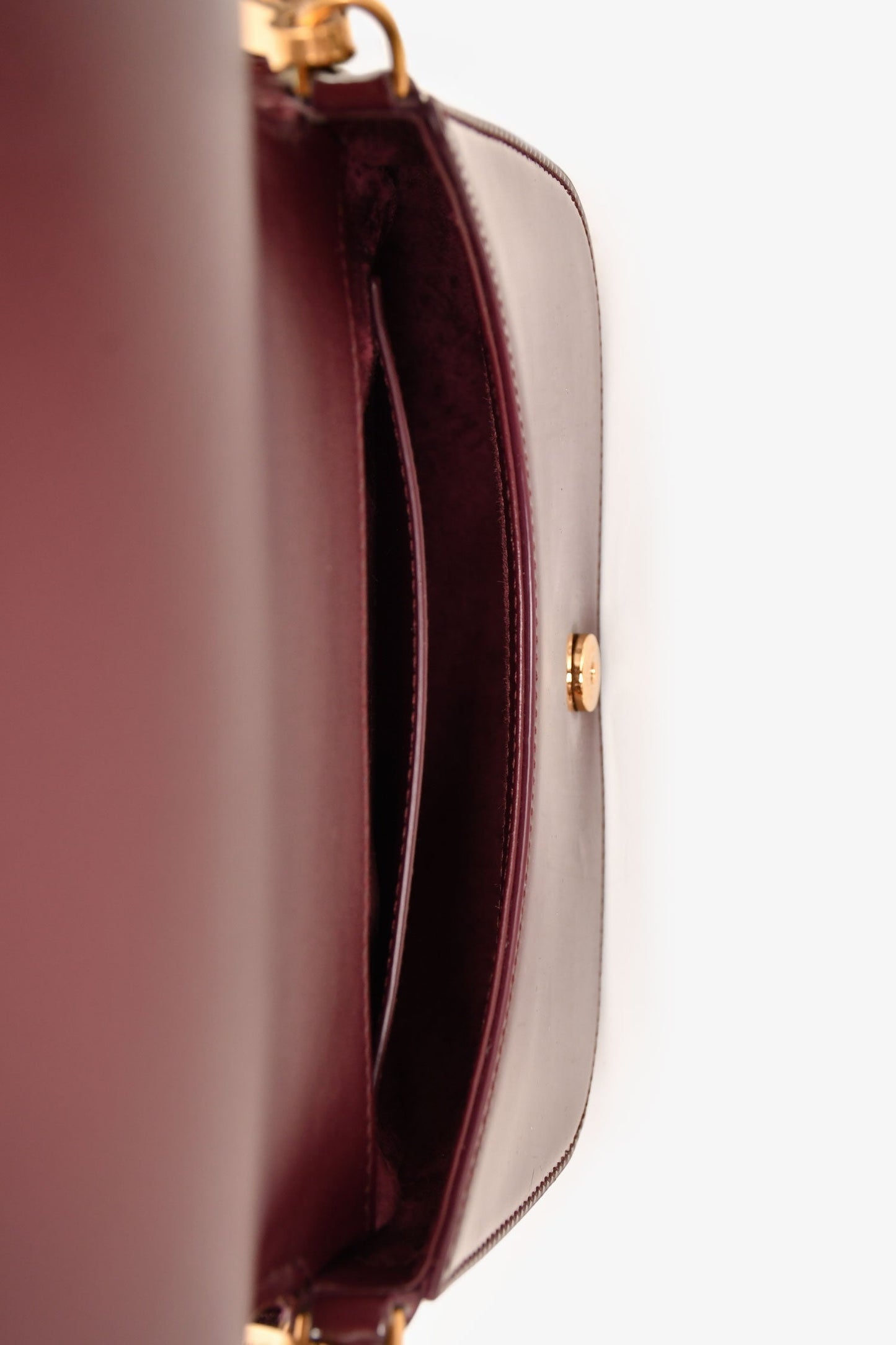 Saint Laurent Burgundy Patent Leather Voltaire Top Handle Bag
