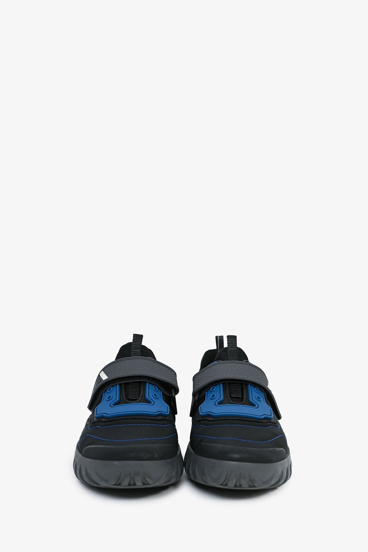 Prada Sport Black/Blue Nylon Rubber Velcro Strap Sneakers Size 7 Mens