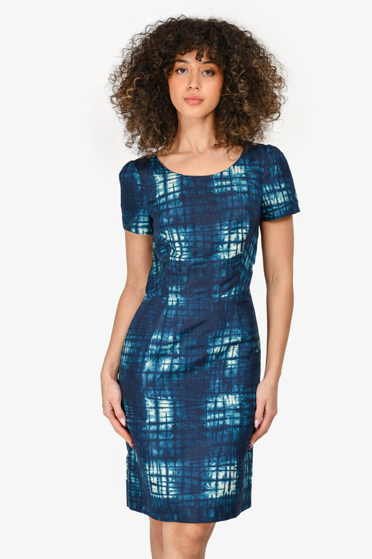 Prada Teal Printed Silk Dress Size 42