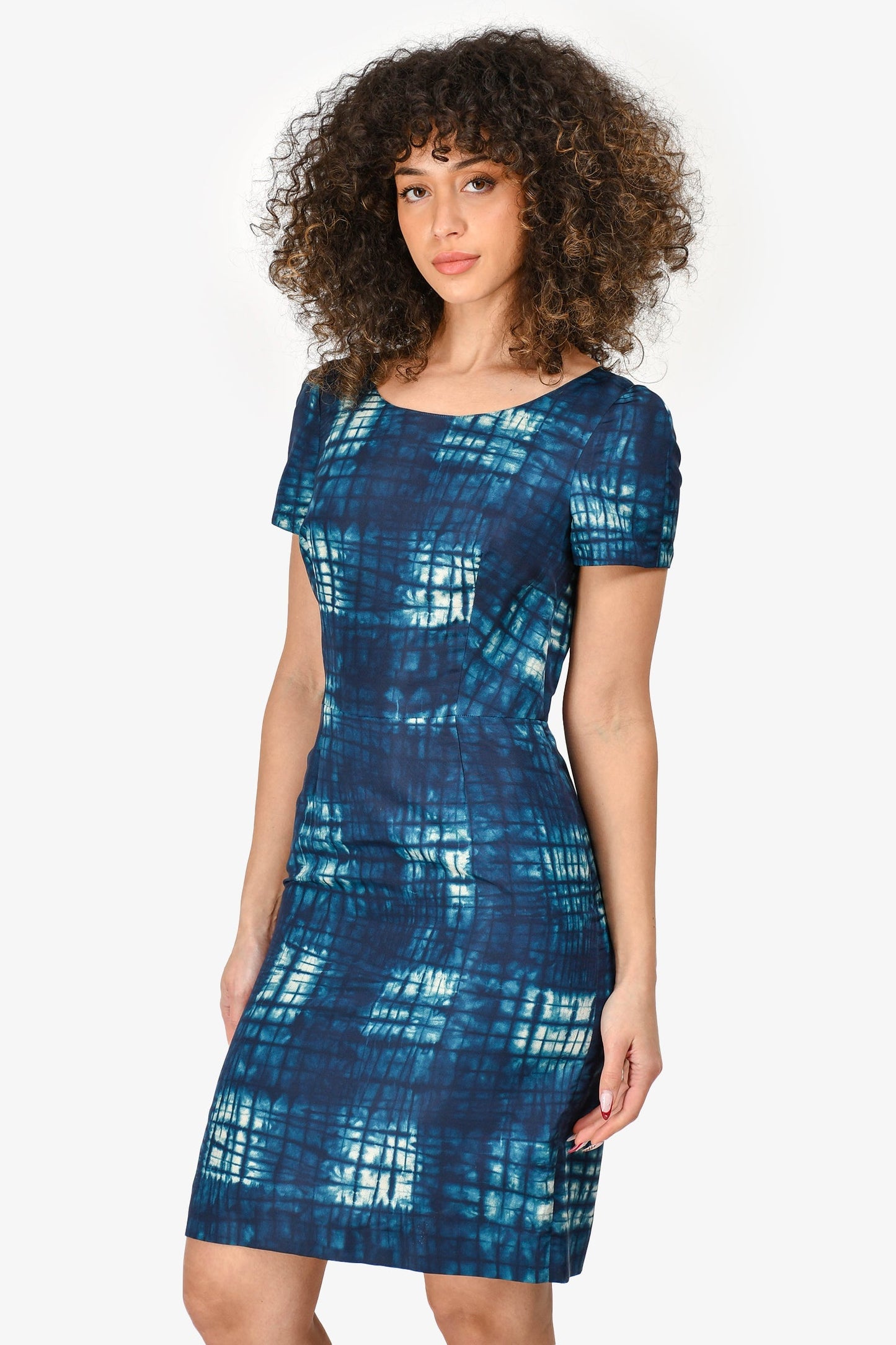 Prada Teal Printed Silk Dress Size 42
