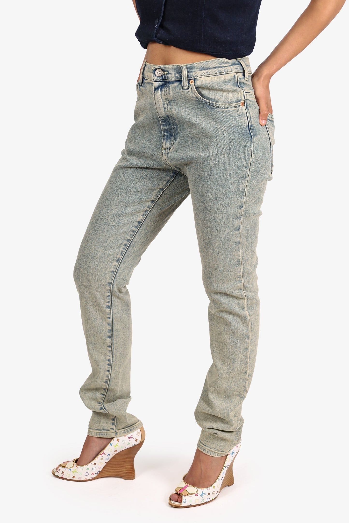 Gucci 2019 Faded Acid Wash Blue Denim Size 30 Mens