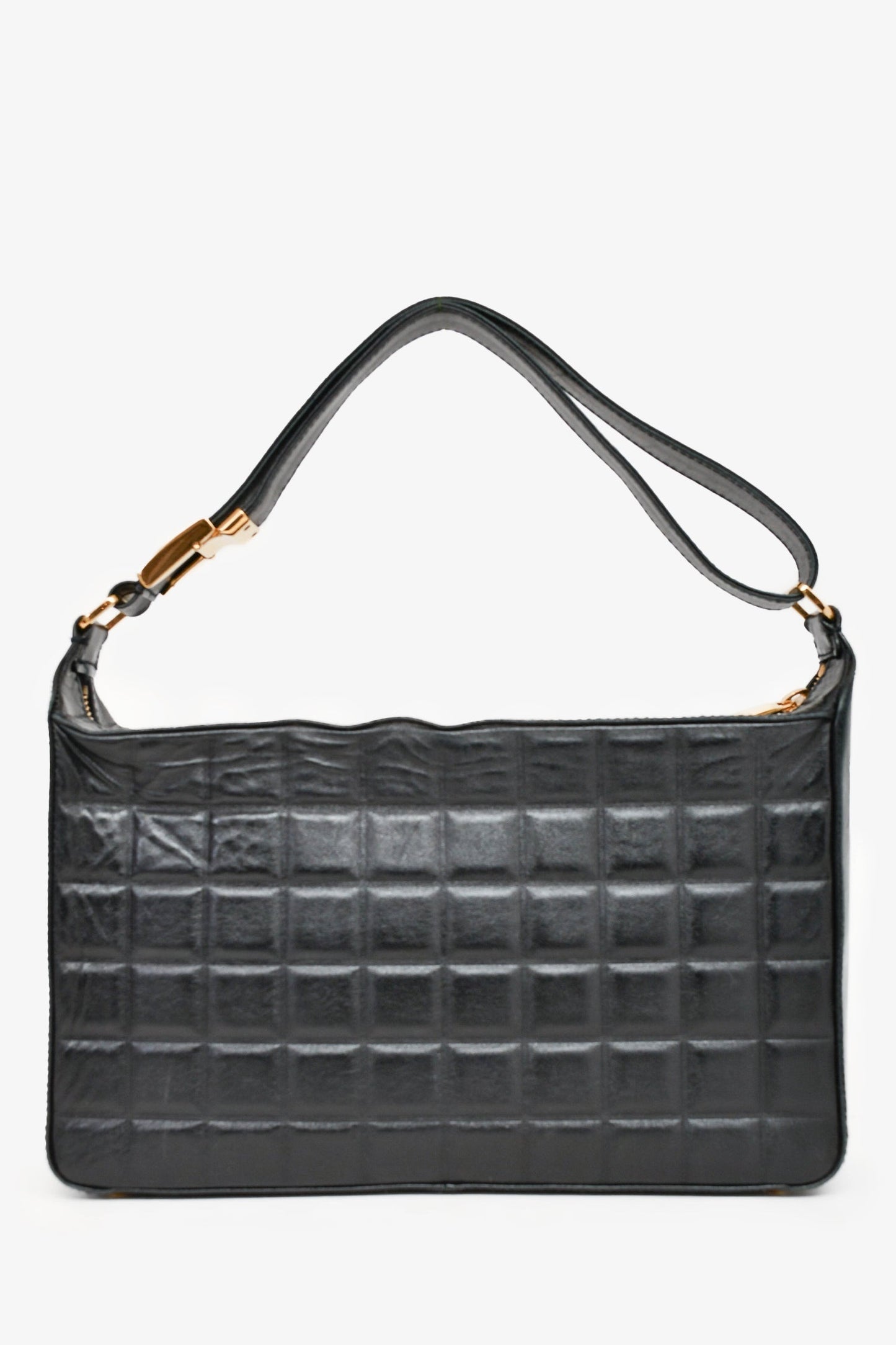 Pre-Loved Chanel™ 2003/2004 Black Leather Choco Bar CC Shoulder Bag