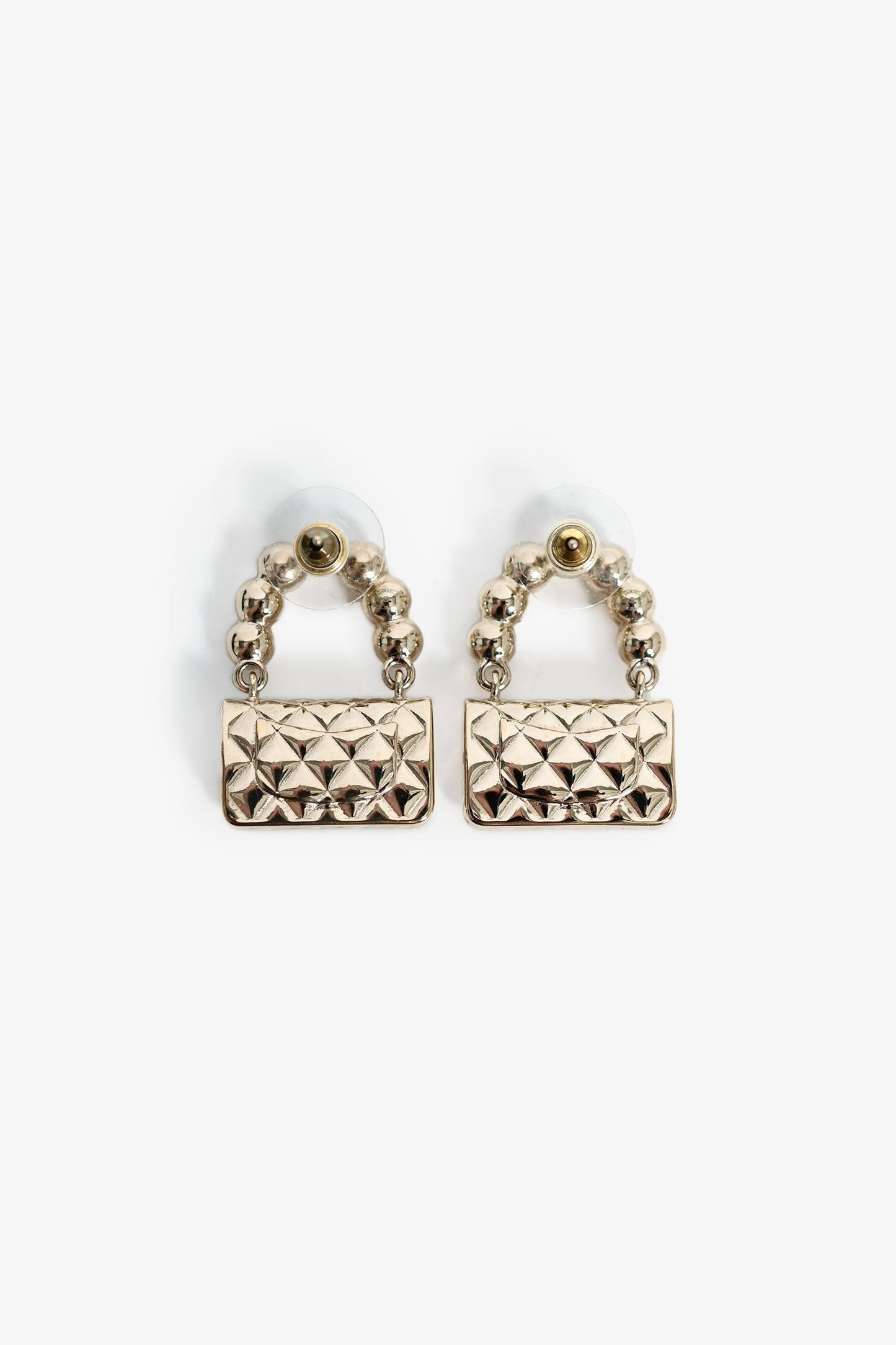 Pre-Loved Chanel™ 2022 Champagne Gold Toned Flap Bag Earrings