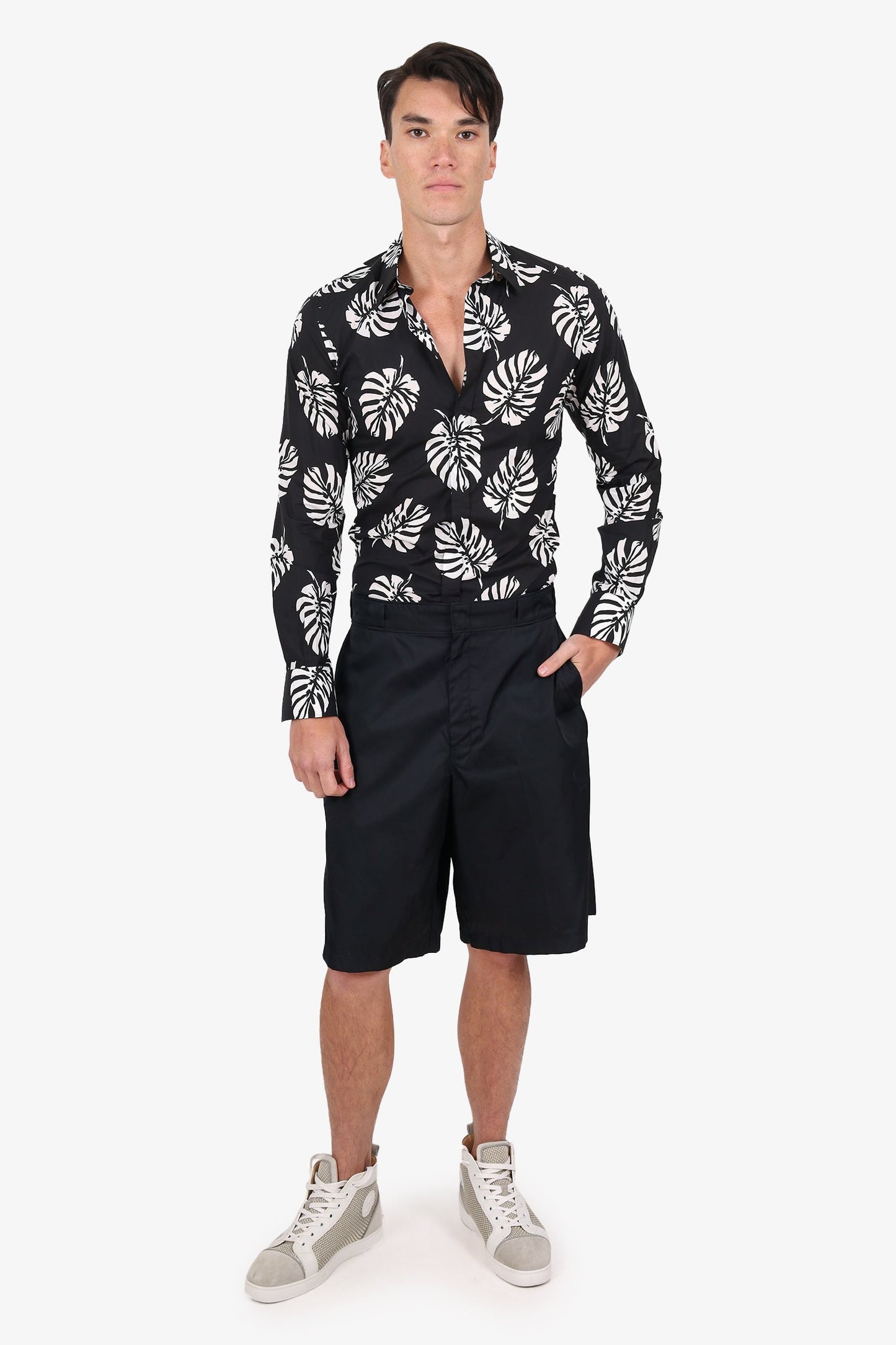 Prada Black Re-nylon Triangle Logo Shorts Size 48