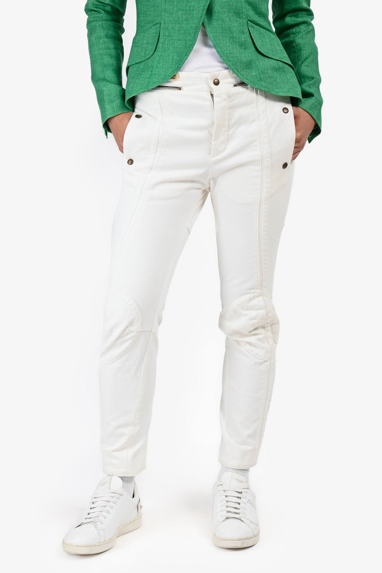 Chloe White Denim Biker Style Jeans Size 38