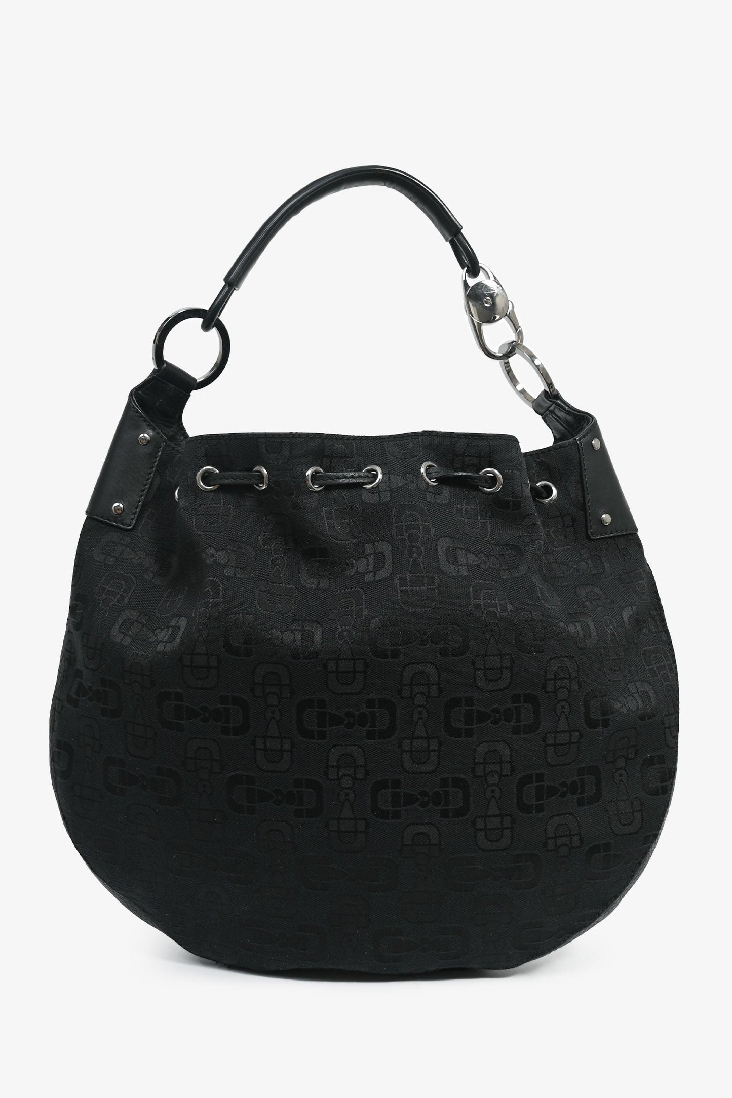 Gucci Black Canvas Logo Shoulder Bag