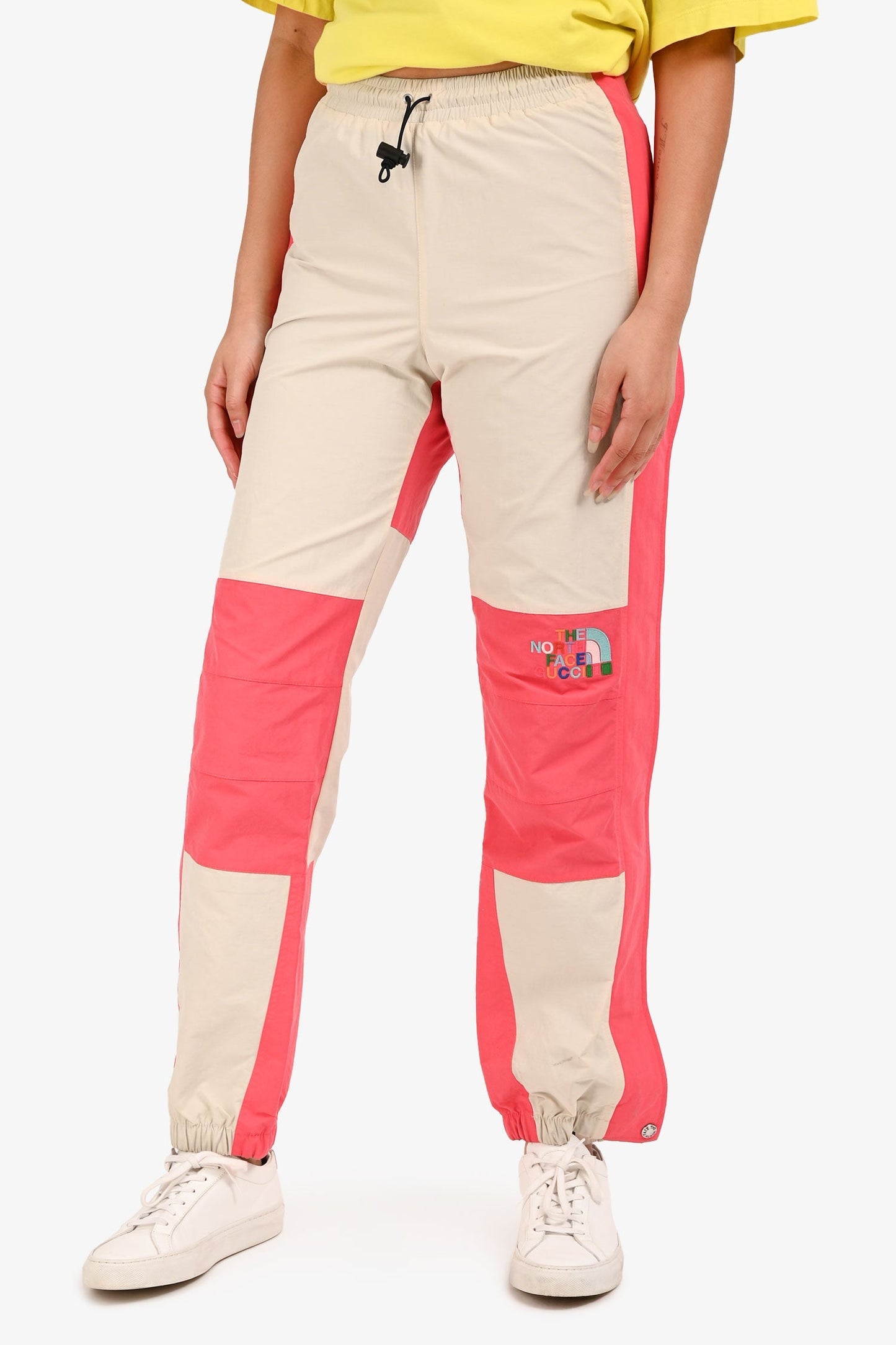 Gucci x North Face Cream/Pink Logo Embroidered Track Pants Size XS
