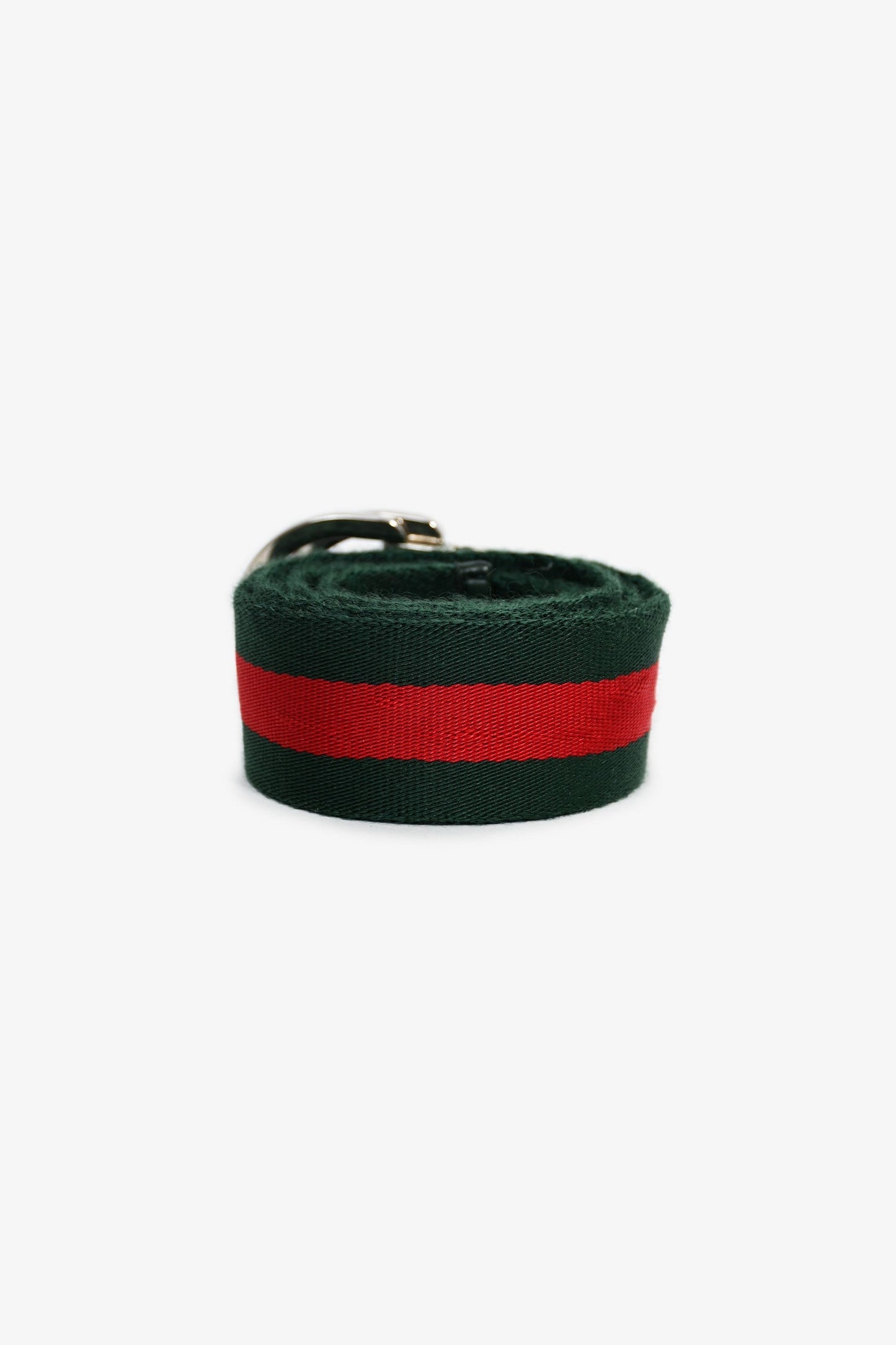 Gucci Web Canvas Silver Buckle Belt Size 90