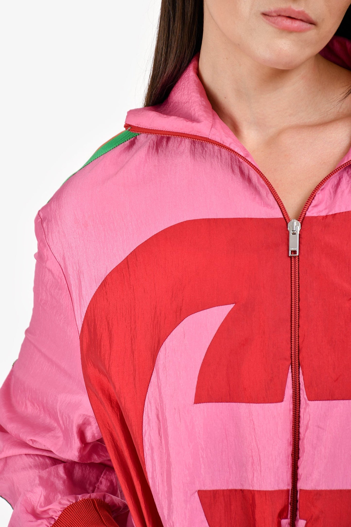 Gucci Pink/Red GG Logo Zip Up Windbreaker Size S