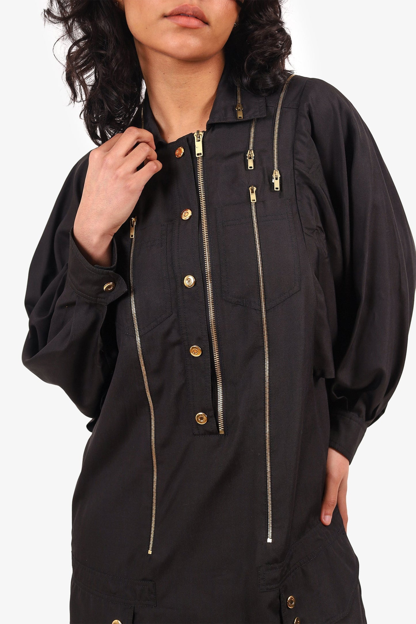 Gucci Black Silk Utility Zipper Dress Size 38