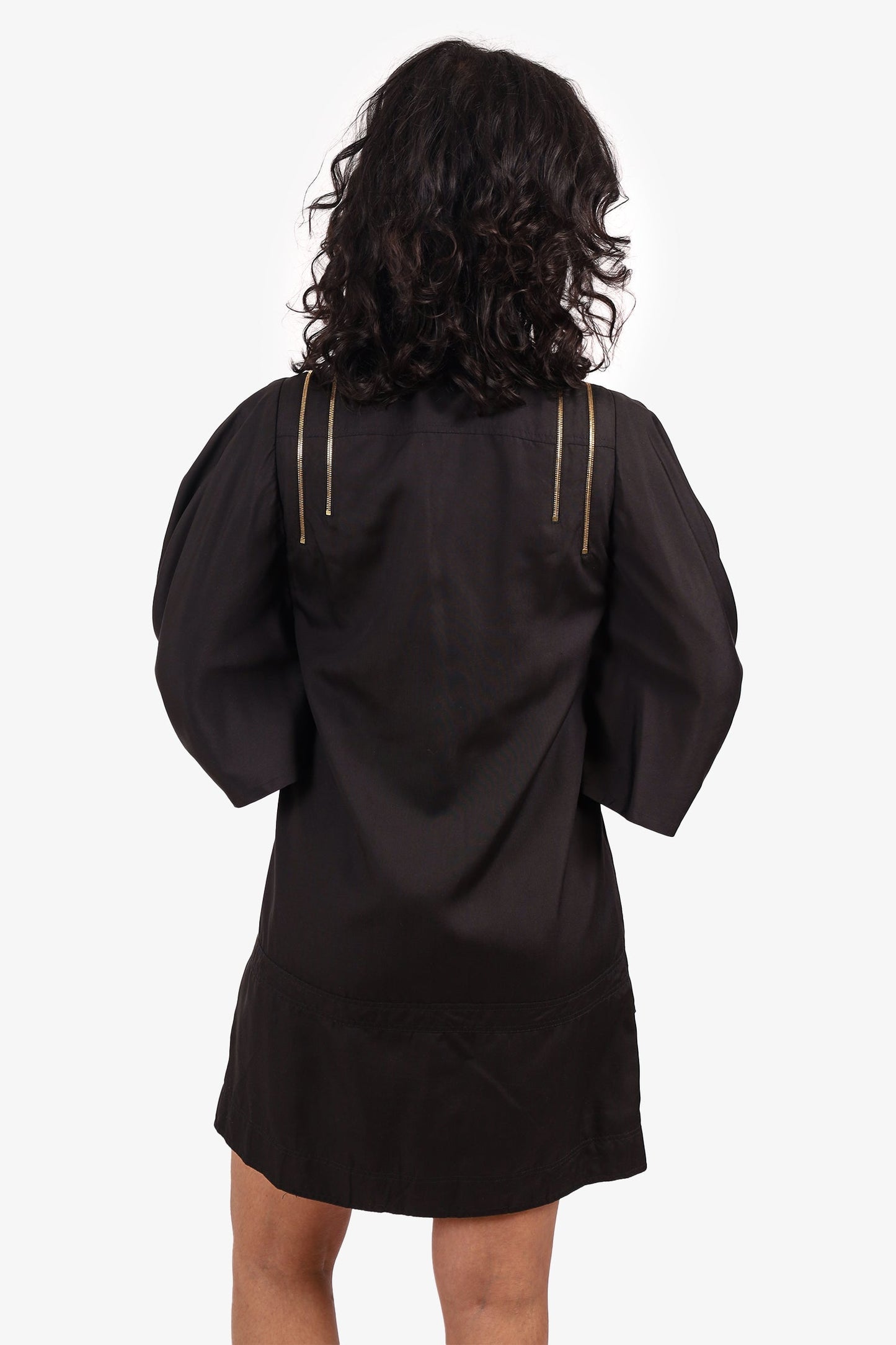 Gucci Black Silk Utility Zipper Dress Size 38