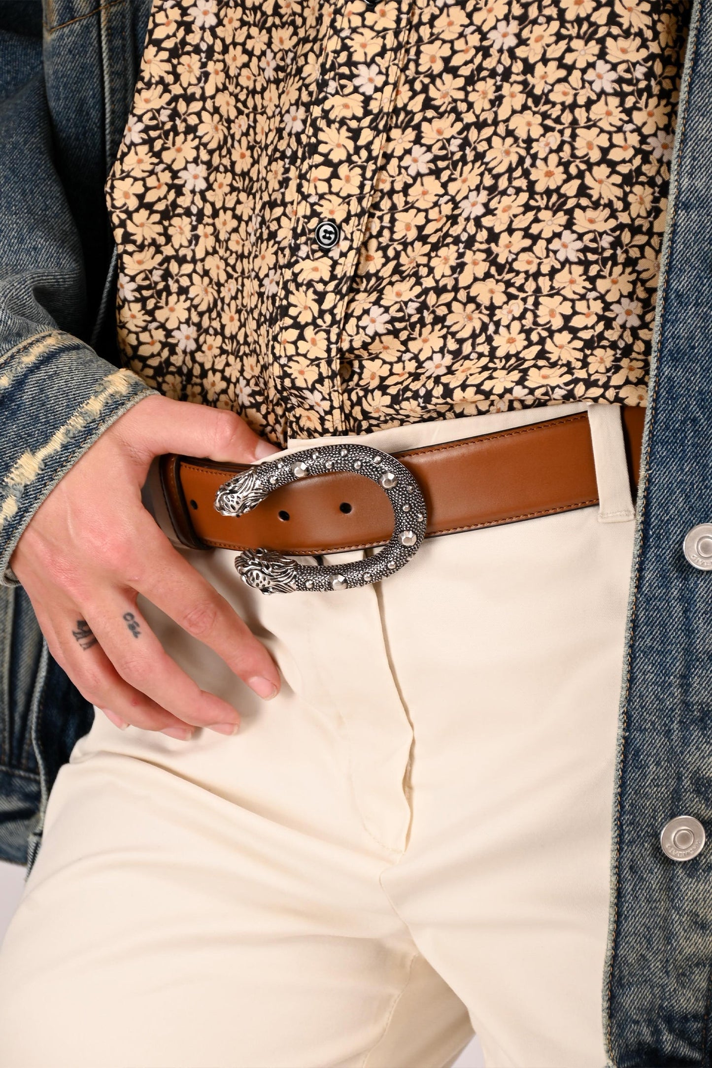 Gucci Brown Leather Dionysus Belt Size 95