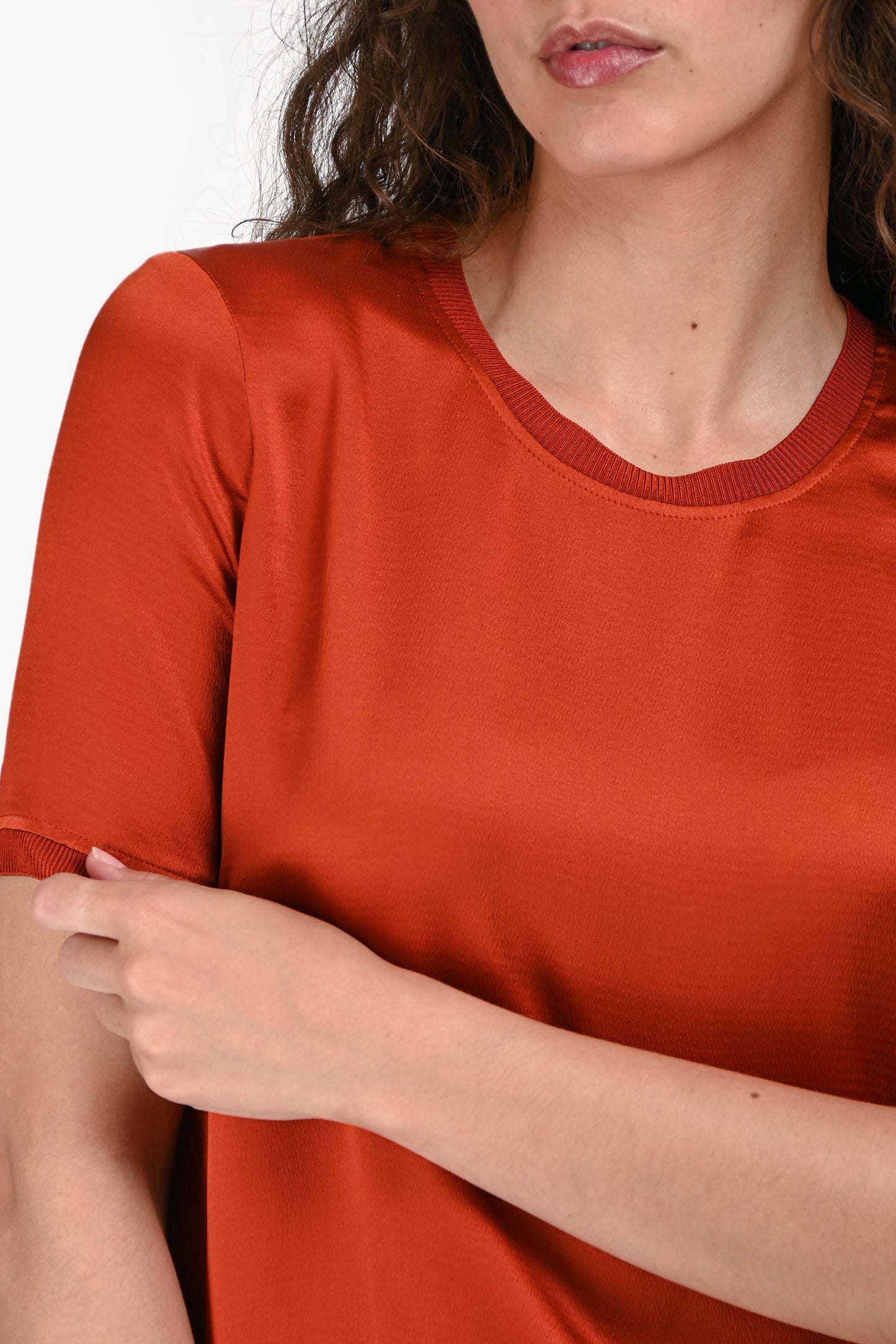 Gucci Burnt Orange Silk Short Sleeves Split Back Blo  Size 36