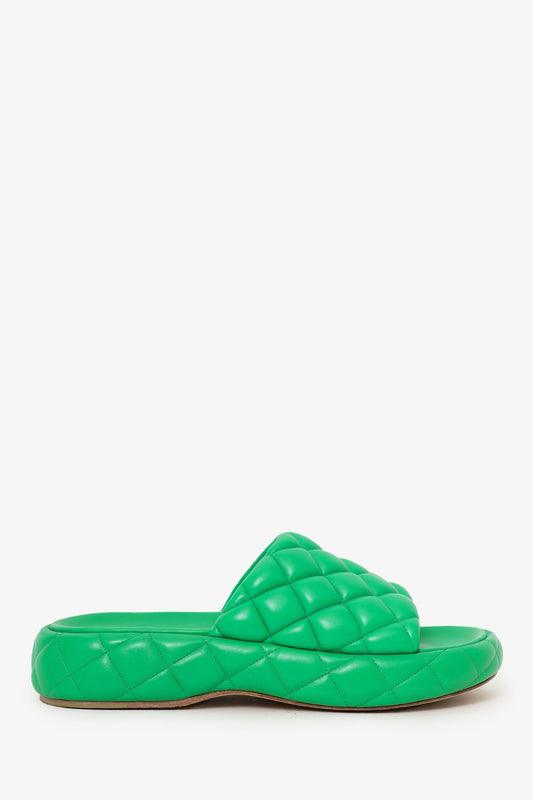 Bottega Veneta Green Padded Lambskin Slide Sandals Size 37