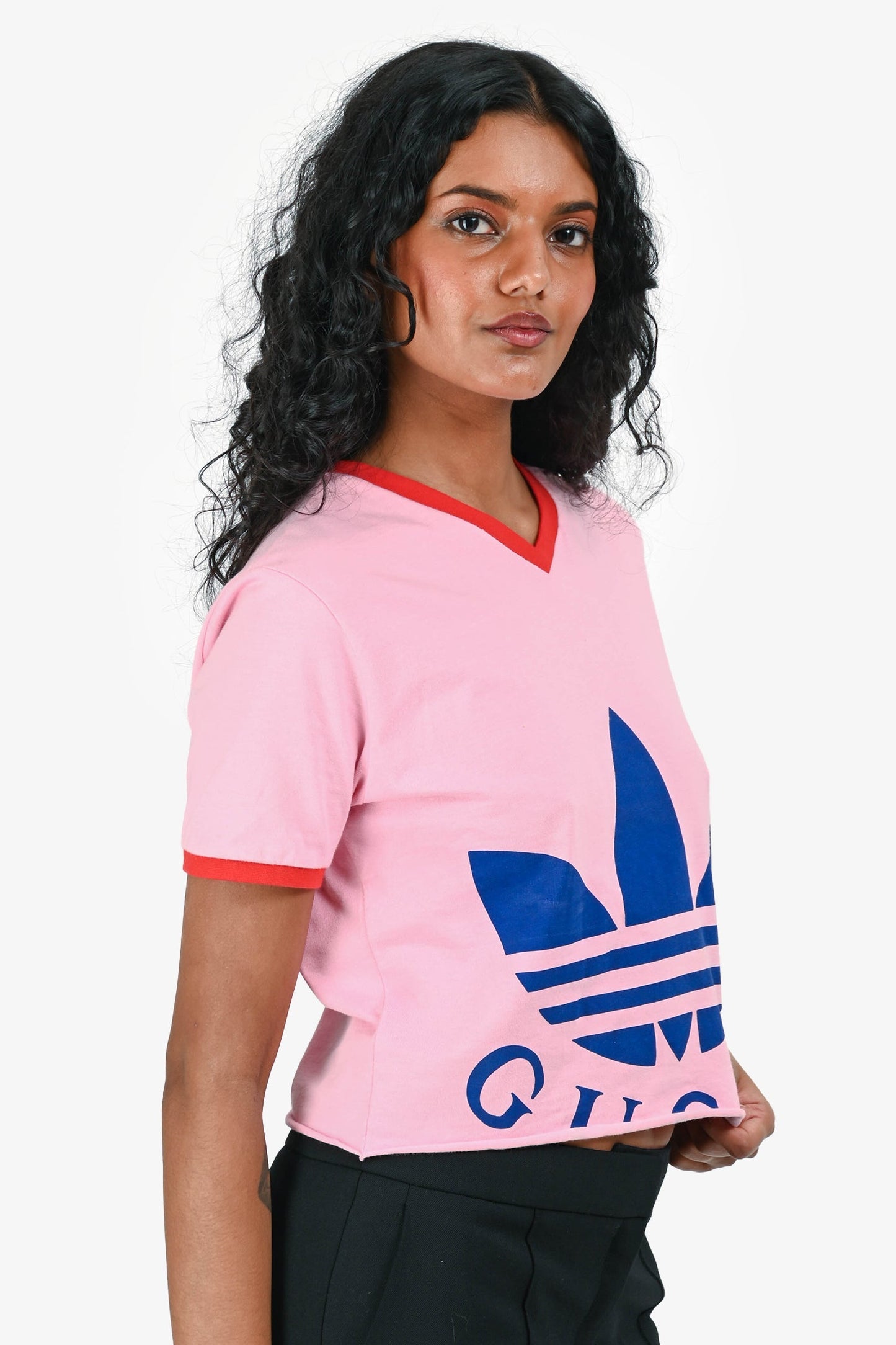 Gucci x Adidas Pink/Blue Logo Crop Top Size M