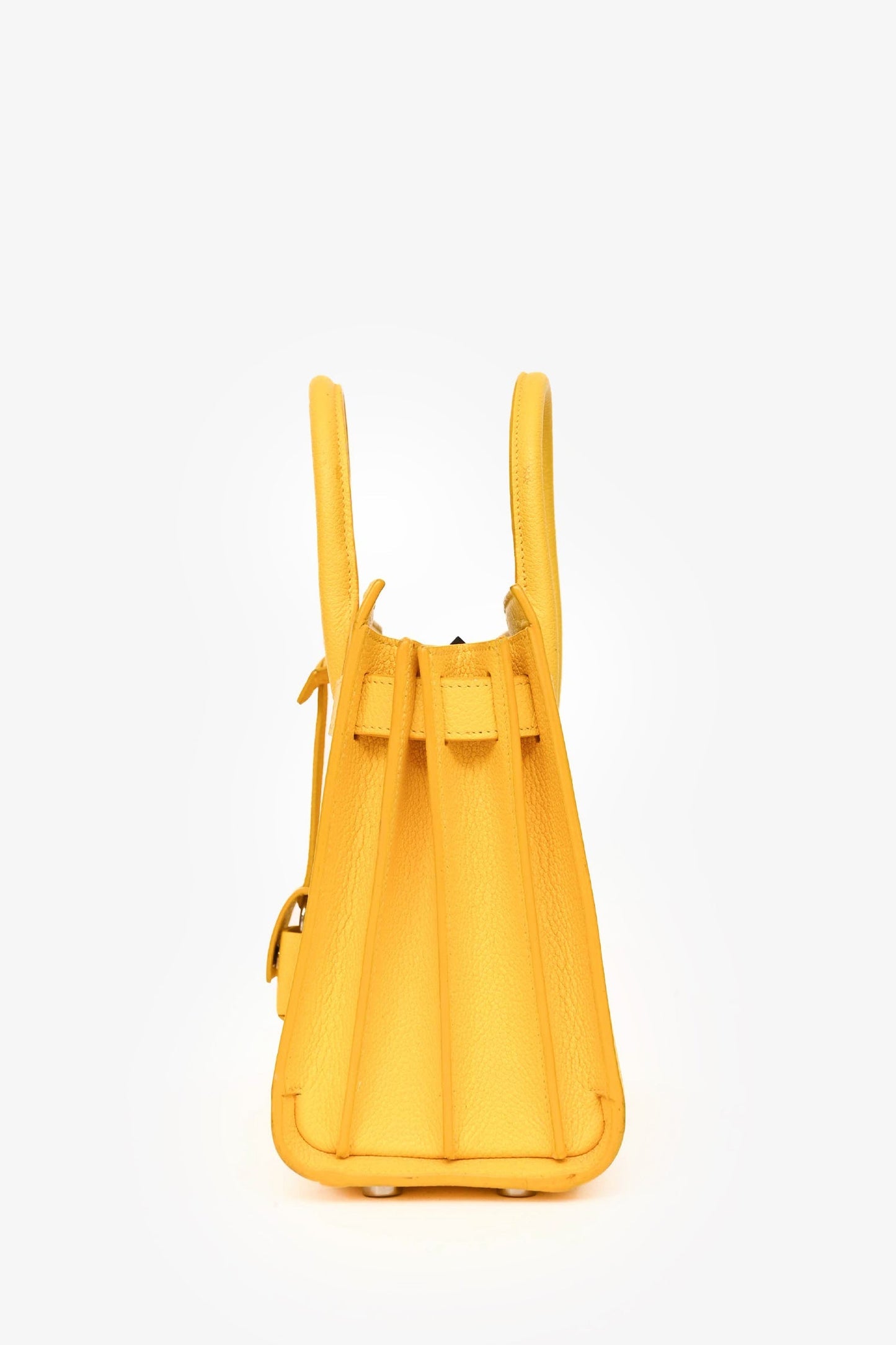 Saint Laurent Yellow Leather Small 'Sac De Jour' with Strap