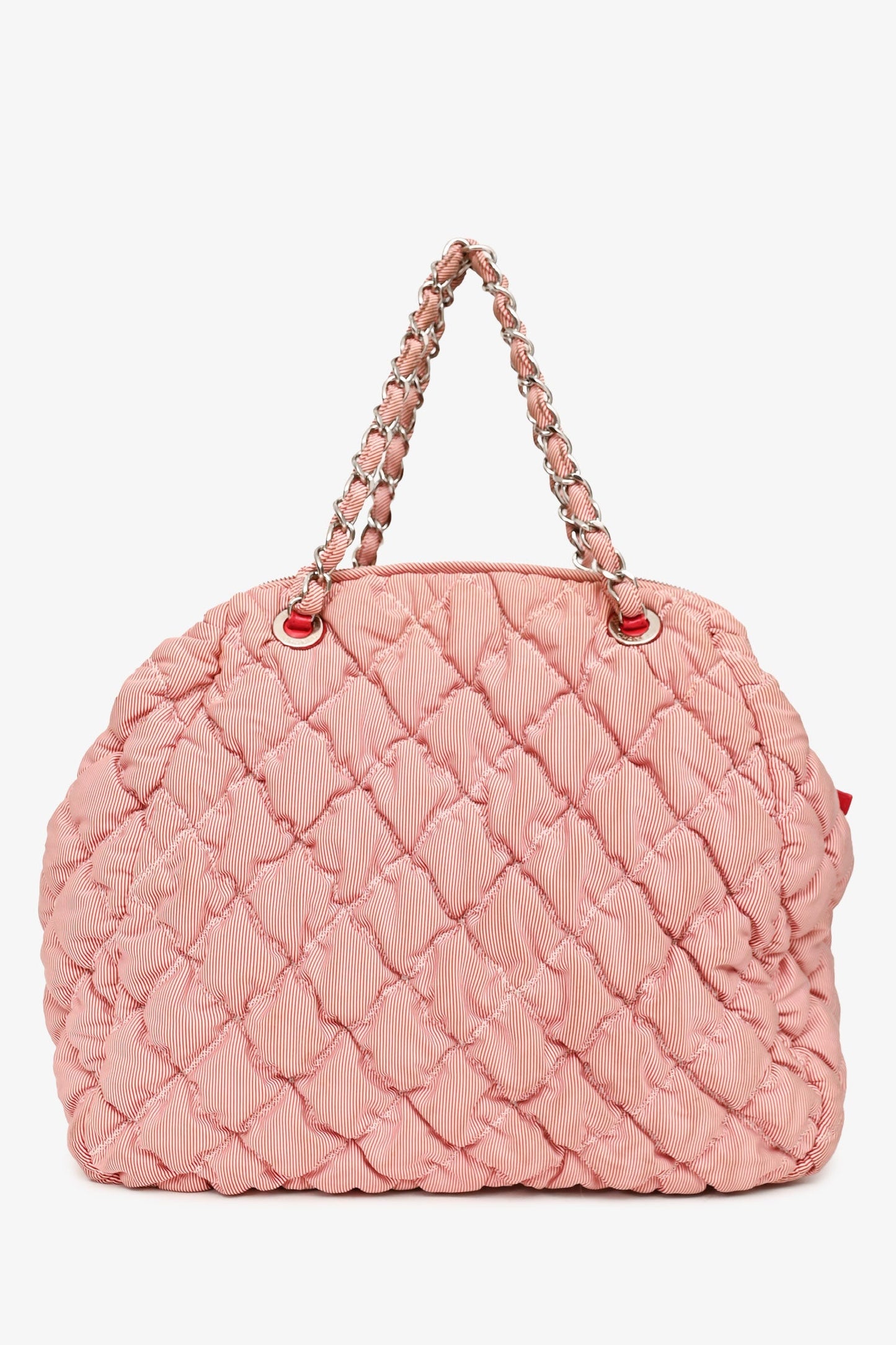 Pre-Loved Chanel™ 2009-10 Red/White Striped Quilted Shoulder Bag (As Is)