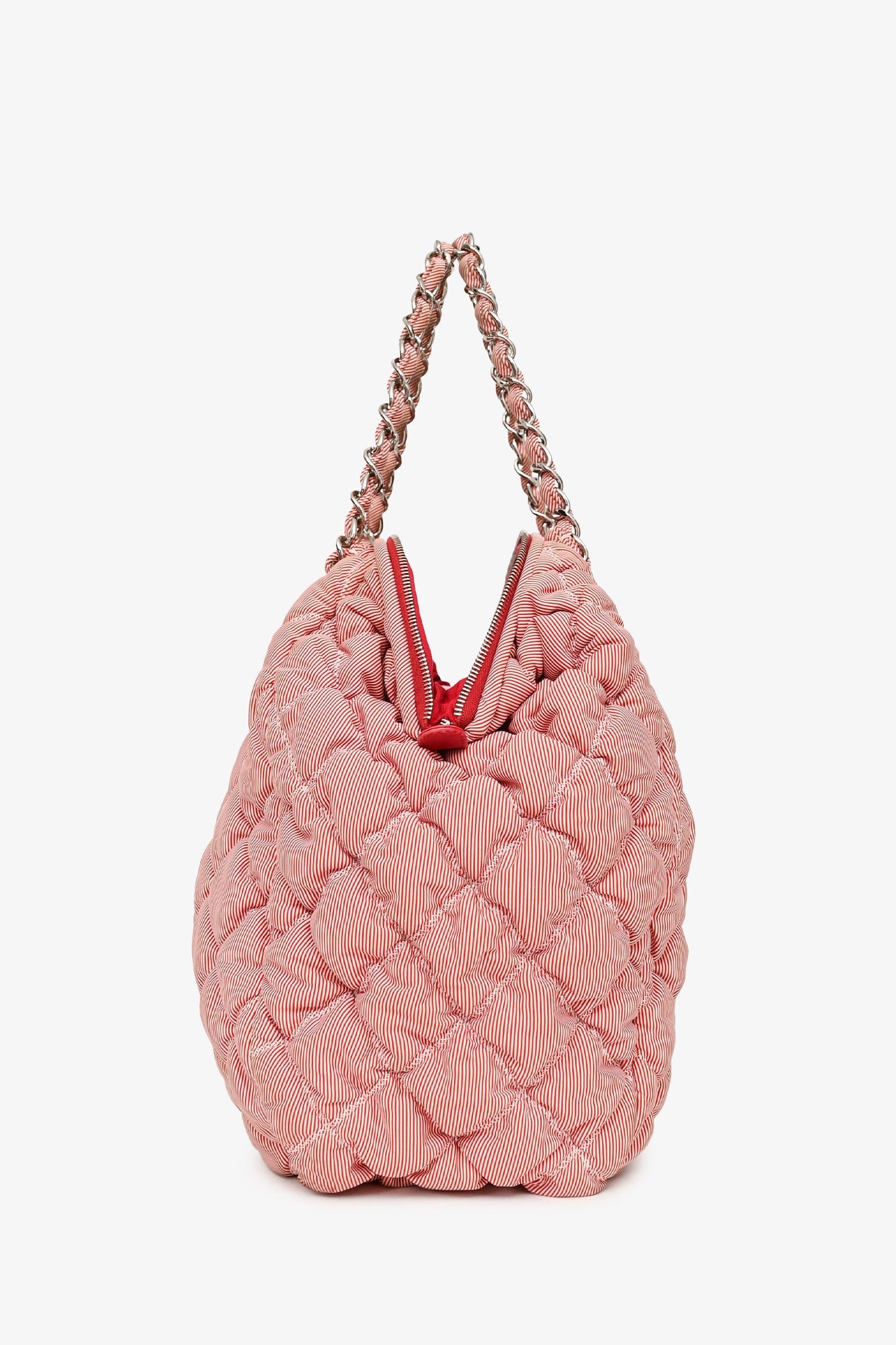 Pre-Loved Chanel™ 2009-10 Red/White Striped Quilted Shoulder Bag (As Is)