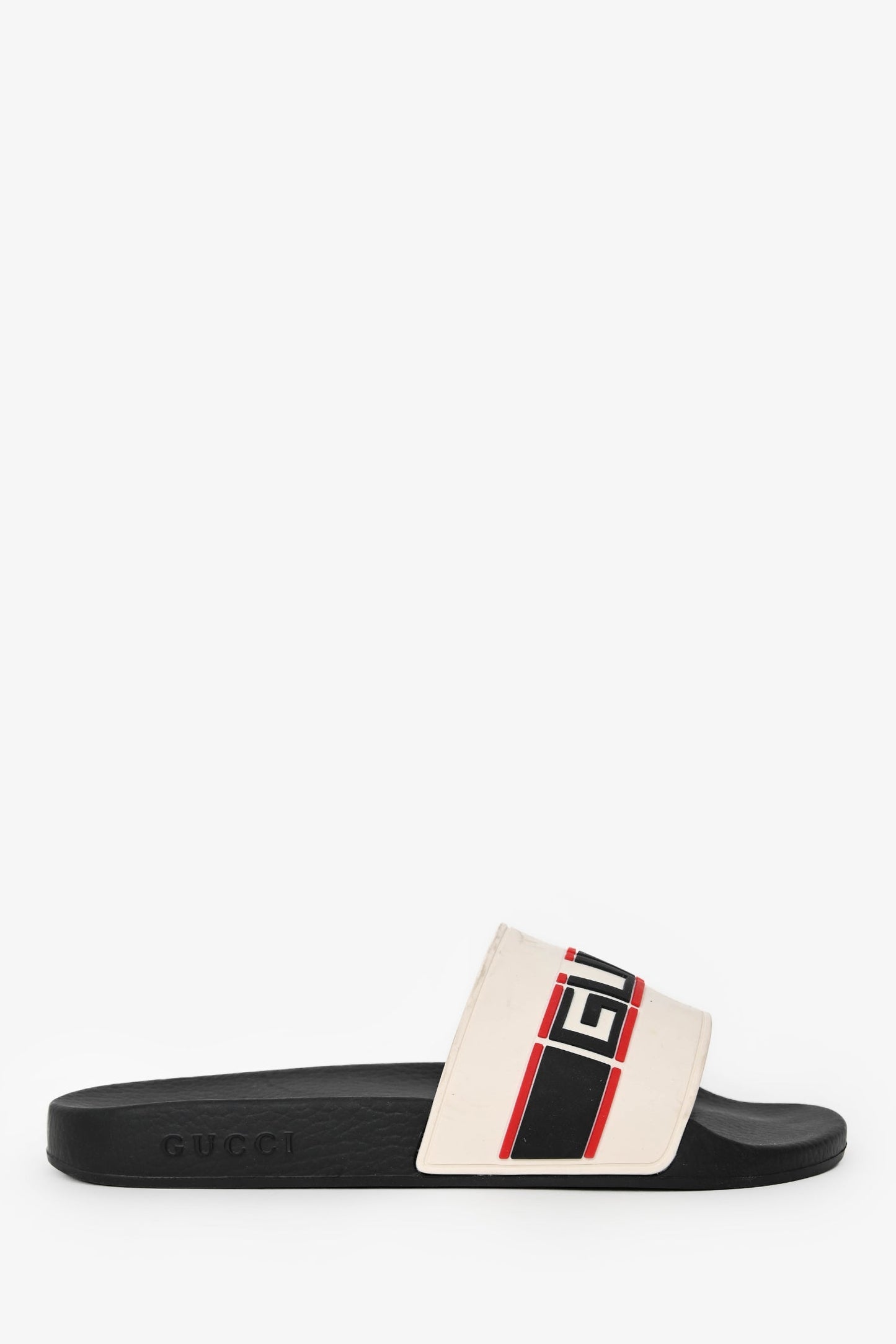 Gucci Cream Rubber Red/BlackLogo Slides Size 11 Mens