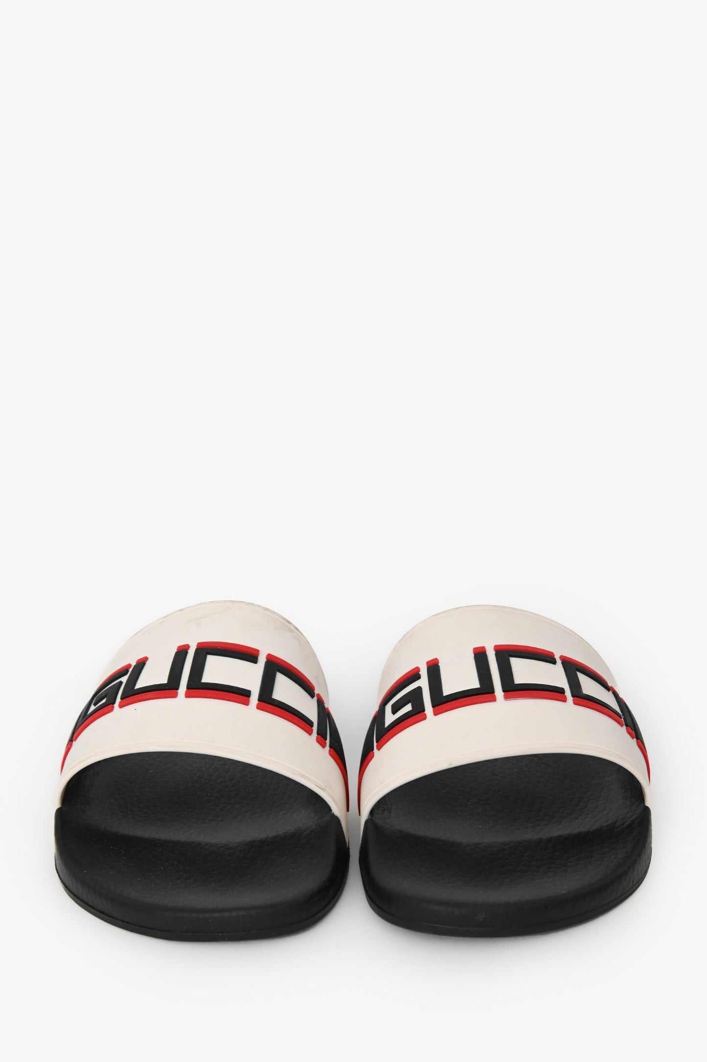 Gucci Cream Rubber Red/BlackLogo Slides Size 11 Mens
